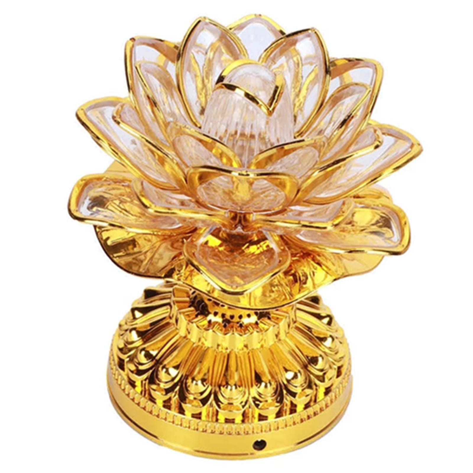 Baoblaze LED Lotus Buddhist Lights Color-Changing Buddha Lotus Lamps Battery-Operated Buddhist Lamp Worship Prayer Faith Supply, with Music