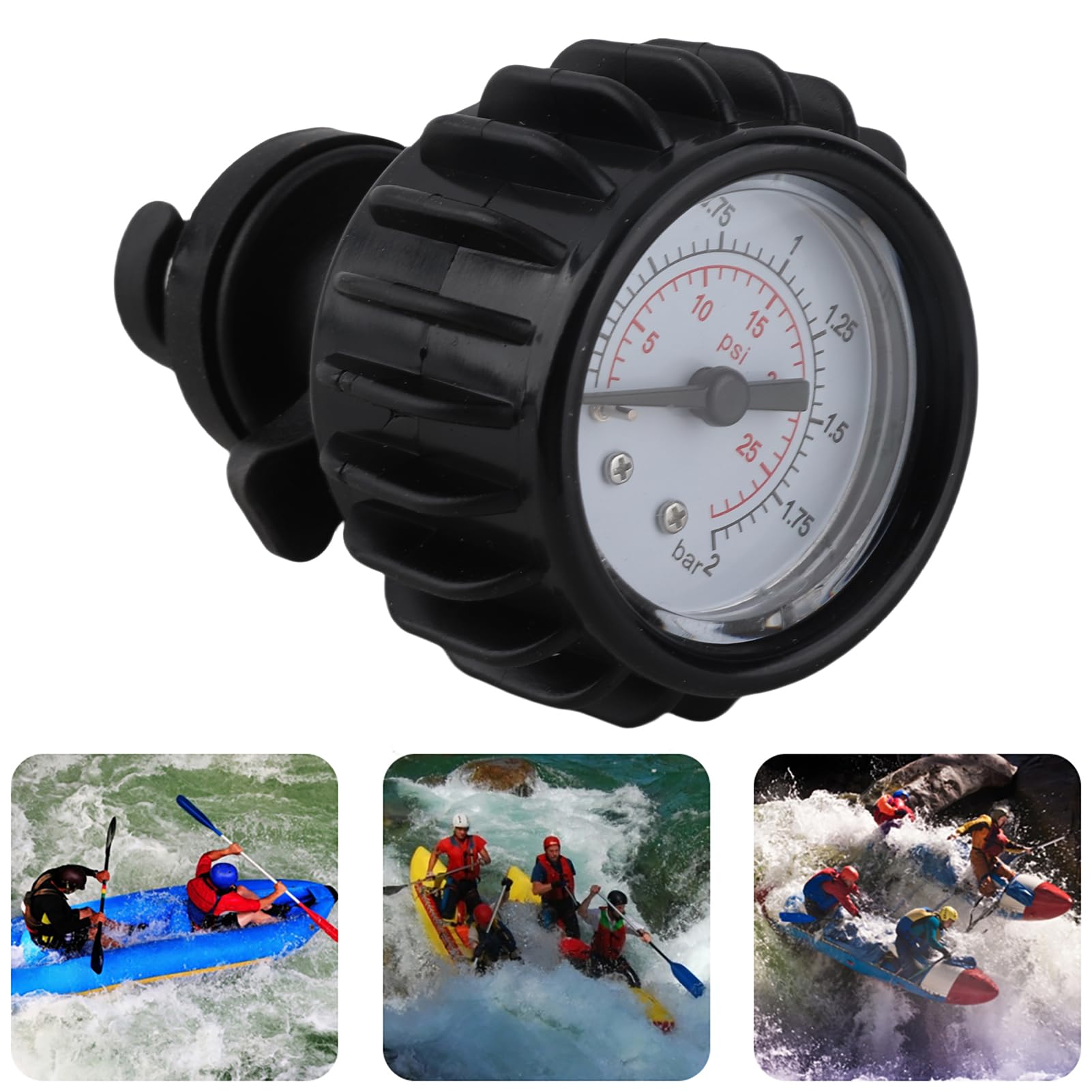 Keenso-Schlauchbootbarometer, 0-2 BAR oder 0-30 PSI, Luftdruckmesser, Messwerkzeug für unidirektionales Manometer, Gummiboot/Schlauchboot/Kajak/Floß
