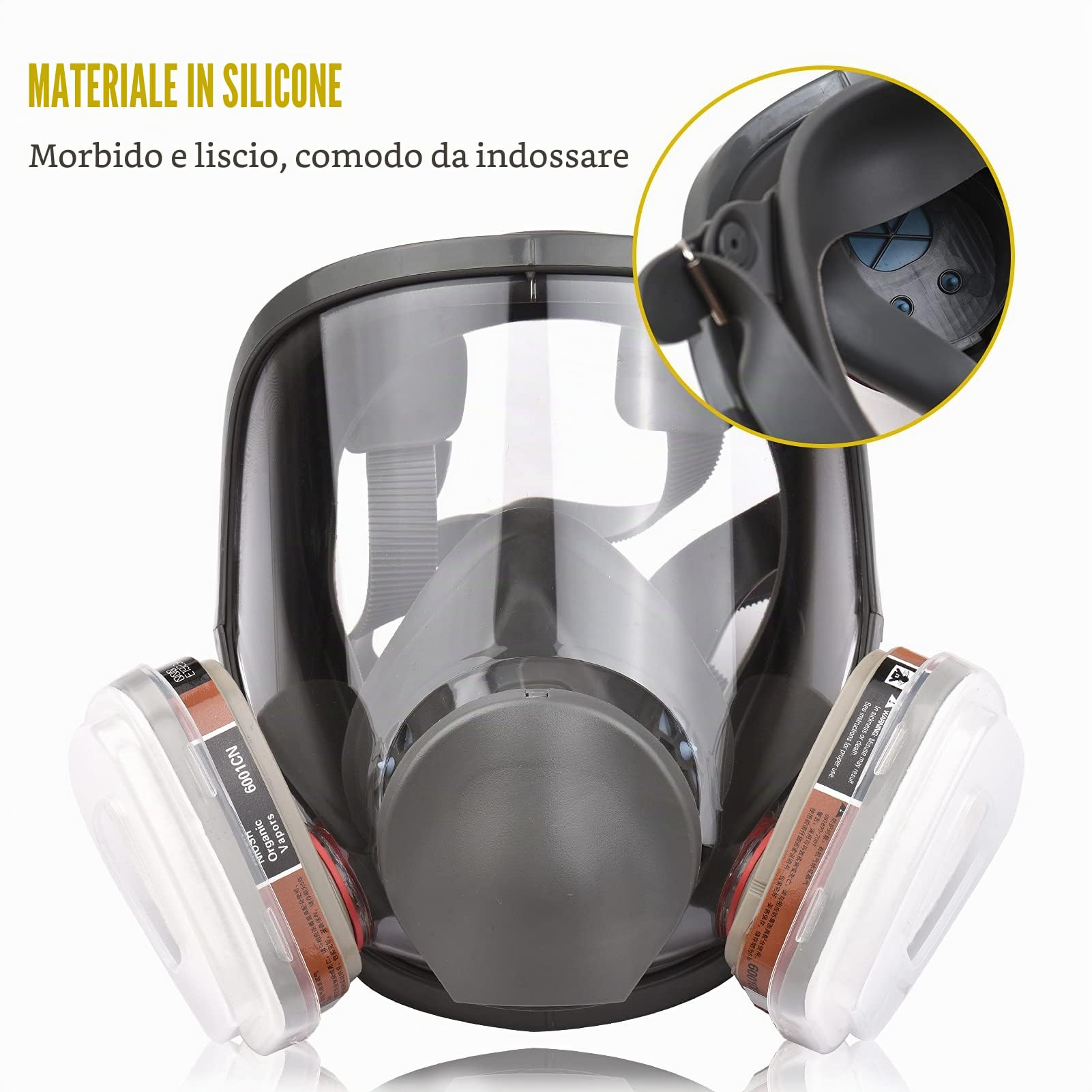 Generico Mascherina respiratoria completa riutilizzabile 16 in 1 protezione contro vapori organici e gas con ampio campo visivo ideale per verniciatura lucidatura meccanica saldatura sul lavoro