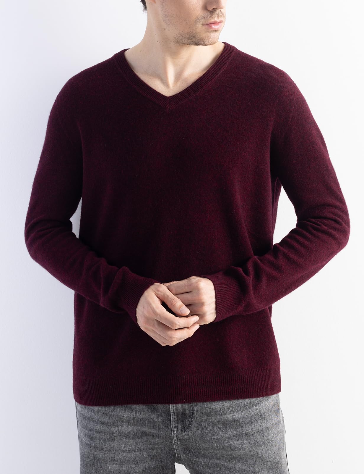 Chanyarn Maglione da uomo in 100% lana merino 2025 Autunno Inverno Prima Linea Pronto da Indossare Scollo a V Manica Lunga Maglione Senza Cuciture