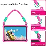 PRITOM 7 inch Tablet, Android 13 Tablet with Lanyard, 32GB Toddler Tablet with WiFi, Software Pre-Installed, Parental Control, Dual Camera, Education, Games (Pink)