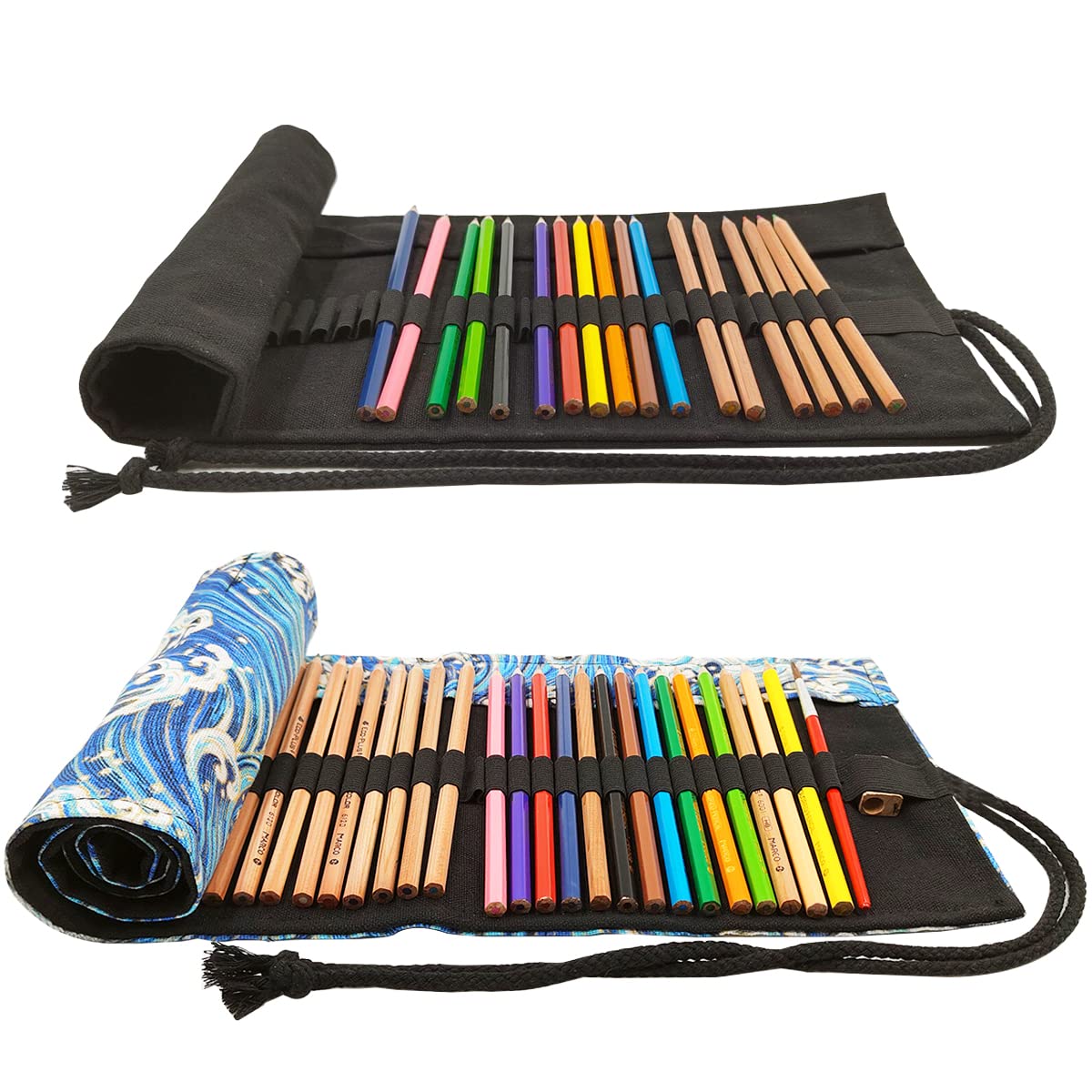 AFUNTA Federmäppchen Set - 36 & 72 Slot Rollbare Stiftebox Aus Canvas