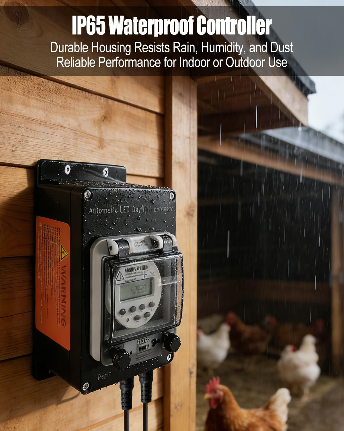 Automatic Chicken Coop LED Light with Timer, Daylight Extender for Hens, IP 65 Waterproof, Warm Light Supplement for Boost Egg Production in Winter