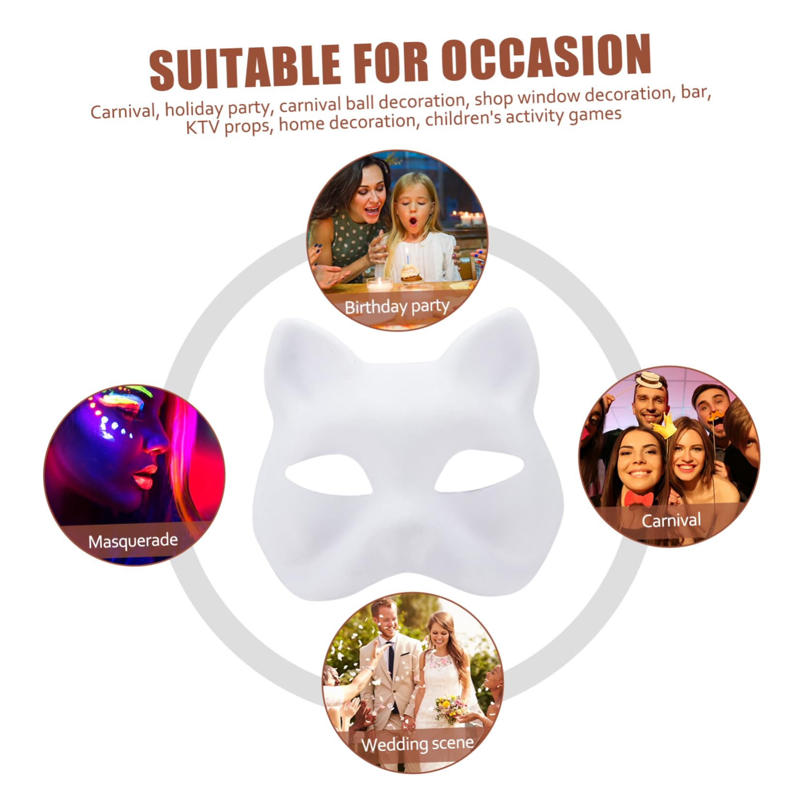 VALICLUD Maschera Vuota Costume Accessori Bianchi Maschere Cosplay Di Volpe Non Verniciato Maschere Fai Da Te Non Dipinte Maschera Veneziana Animale Fai Da Te Vuoto Carta Bianca