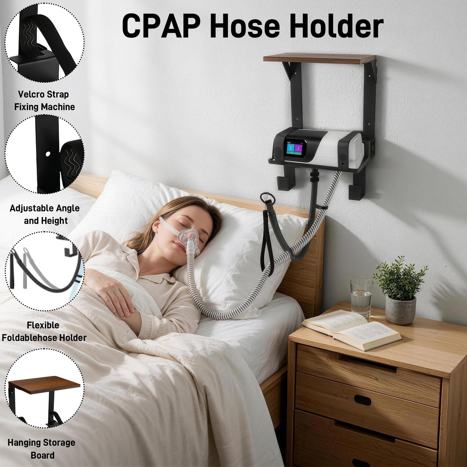 Supporto a Parete CPAP con Doppio Ripiano per ResMed AirSense 10 e 11