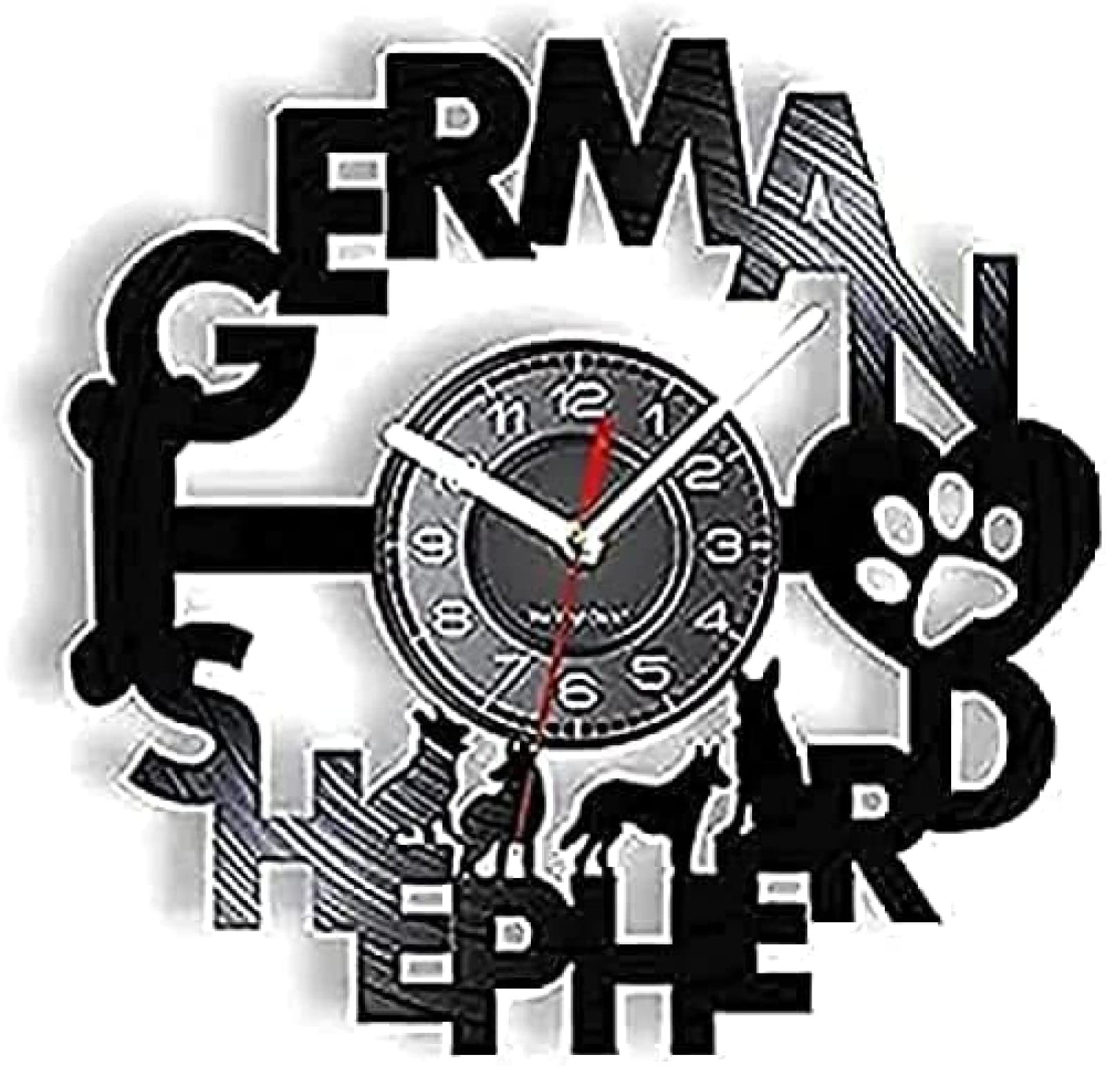Horloge cadeau décoratif berger allemand en vinyle noir lumineux