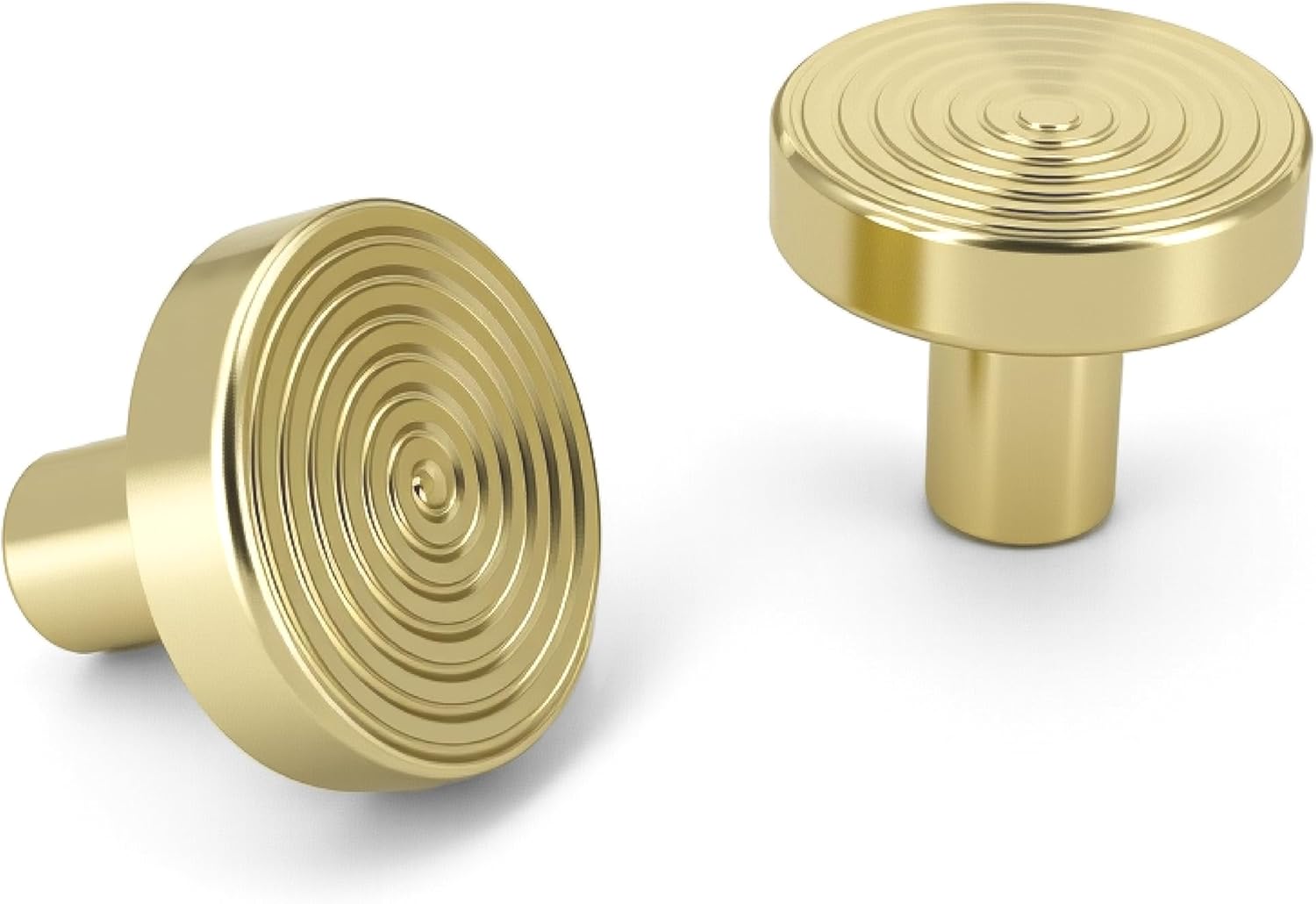 2 Pack Brushed Gold Cabinet Knobs - 1.18 Inch Spiral Textured Drawer Pulls, Modern Aluminum Alloy Single Hole Handles for Kitchen Cabinets, Dresser, Bathroom Vanity & Furniture DIY