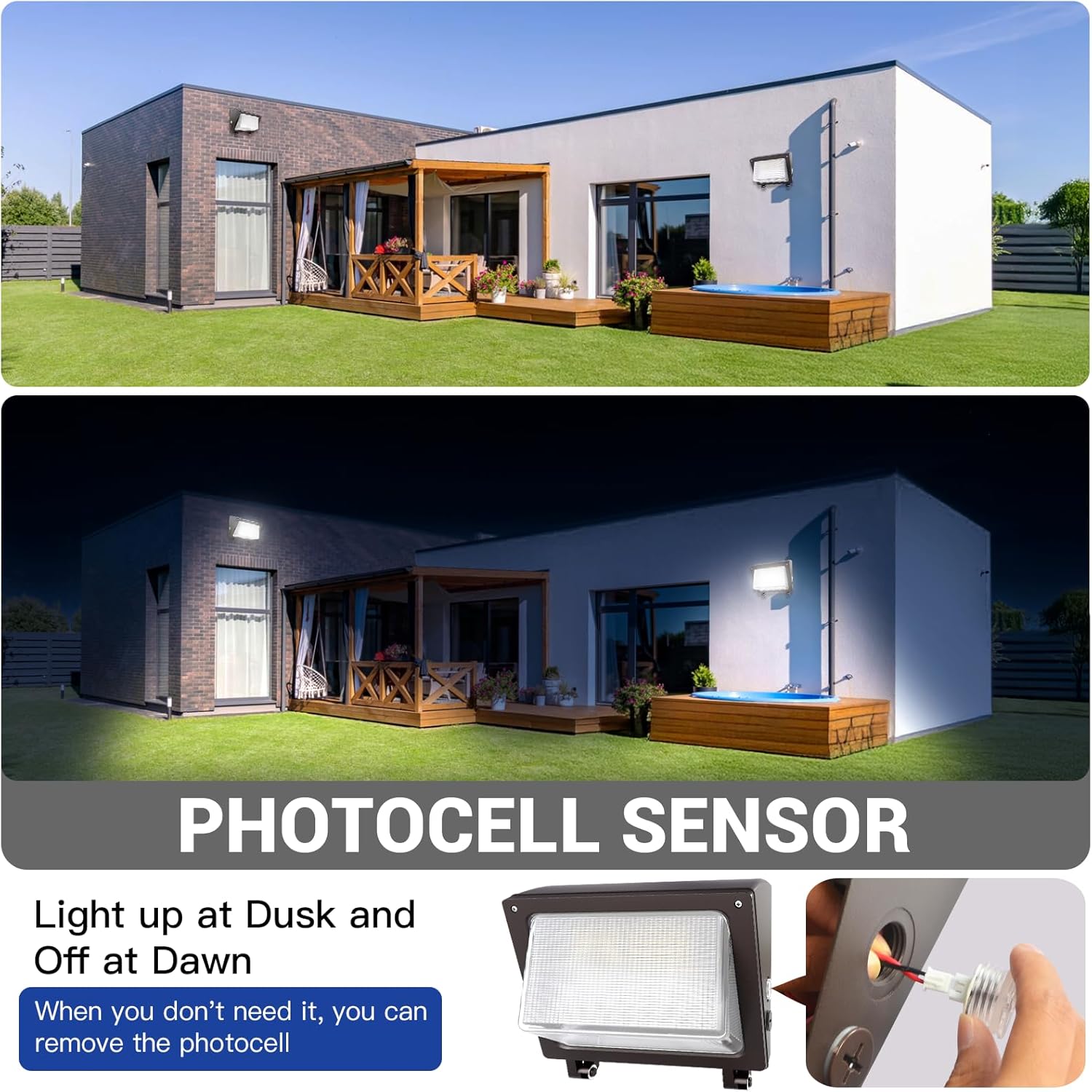 JTT LED Wall Pack Light 120W/96W/72W with Dusk to Dawn Photocell, 18000LM 6000K/5000K/4000K CCT IP65 Waterproof WallPack Lights Outdoor LED [Eqv. 800W HPS/HID] for Parking Lot,Warehouse,Yard