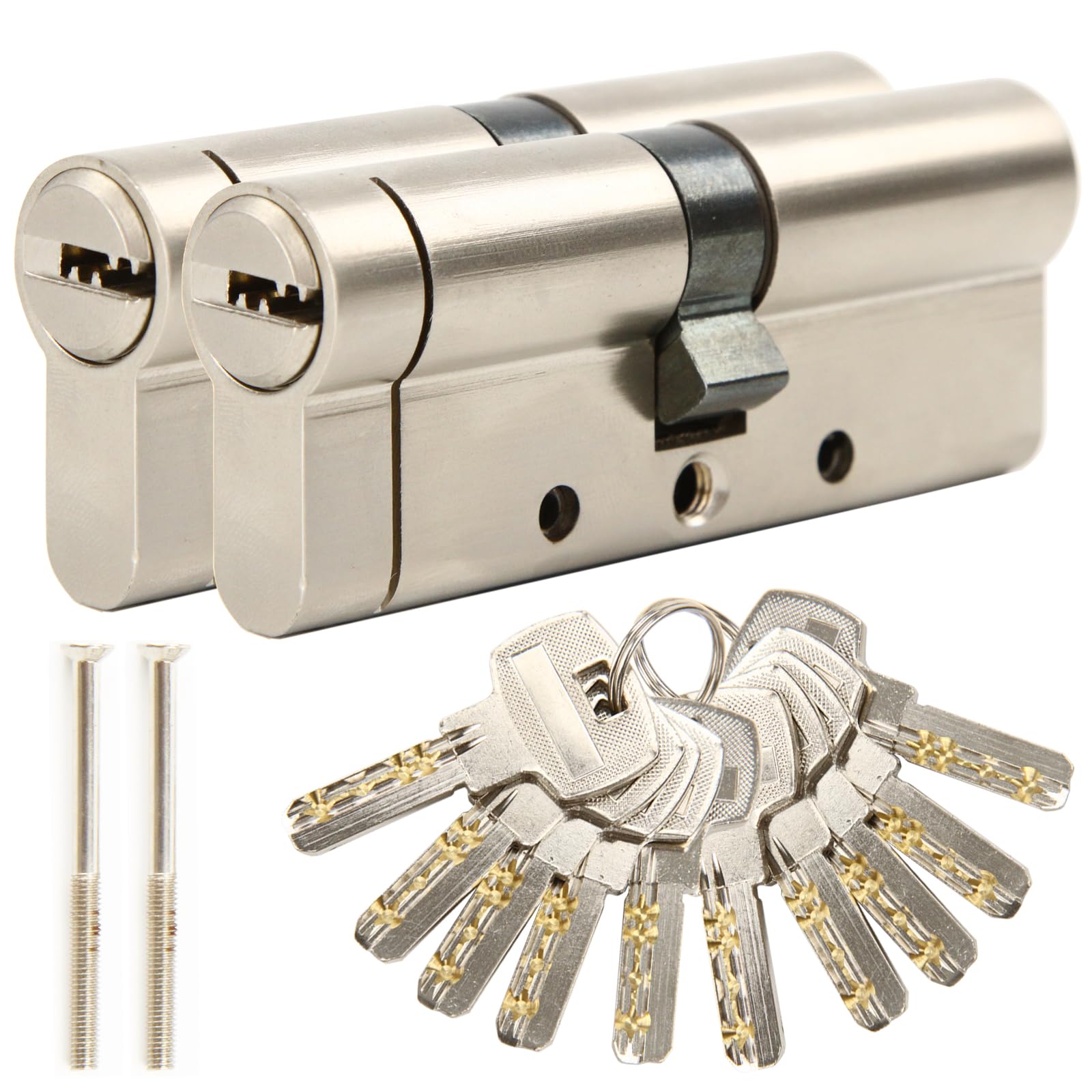 SEPOX® 90mm Euro Door Lock Cylinder, Solid Brass Body, Key Different