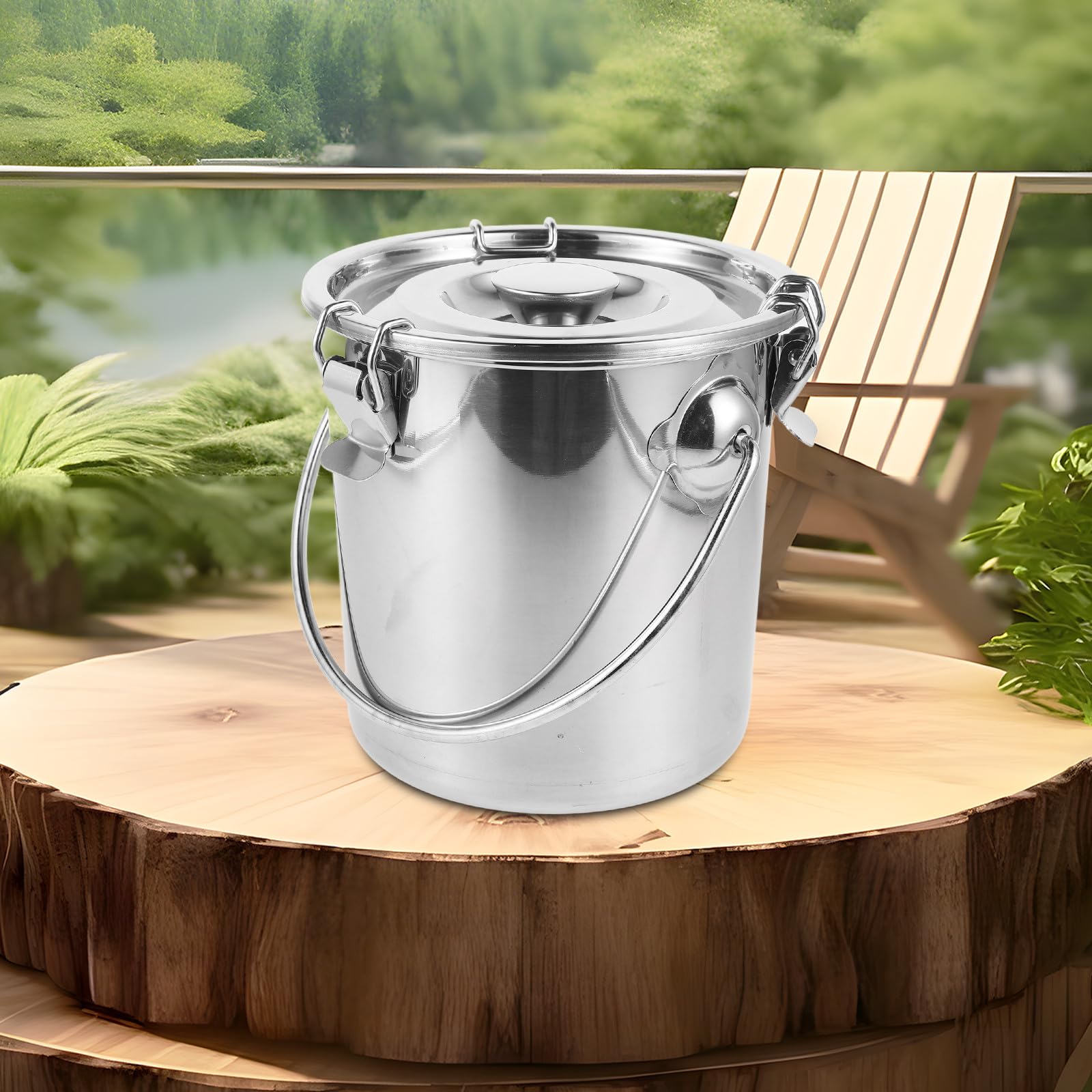 HOMSFOU Edelstahl Eimer Mit Deckel Luftdichter Kanister FüR Kaffee Aufbewahrung Und Wasser AufbewahrungsbehäLter Kompakt FüR KüChe Und Outdoor