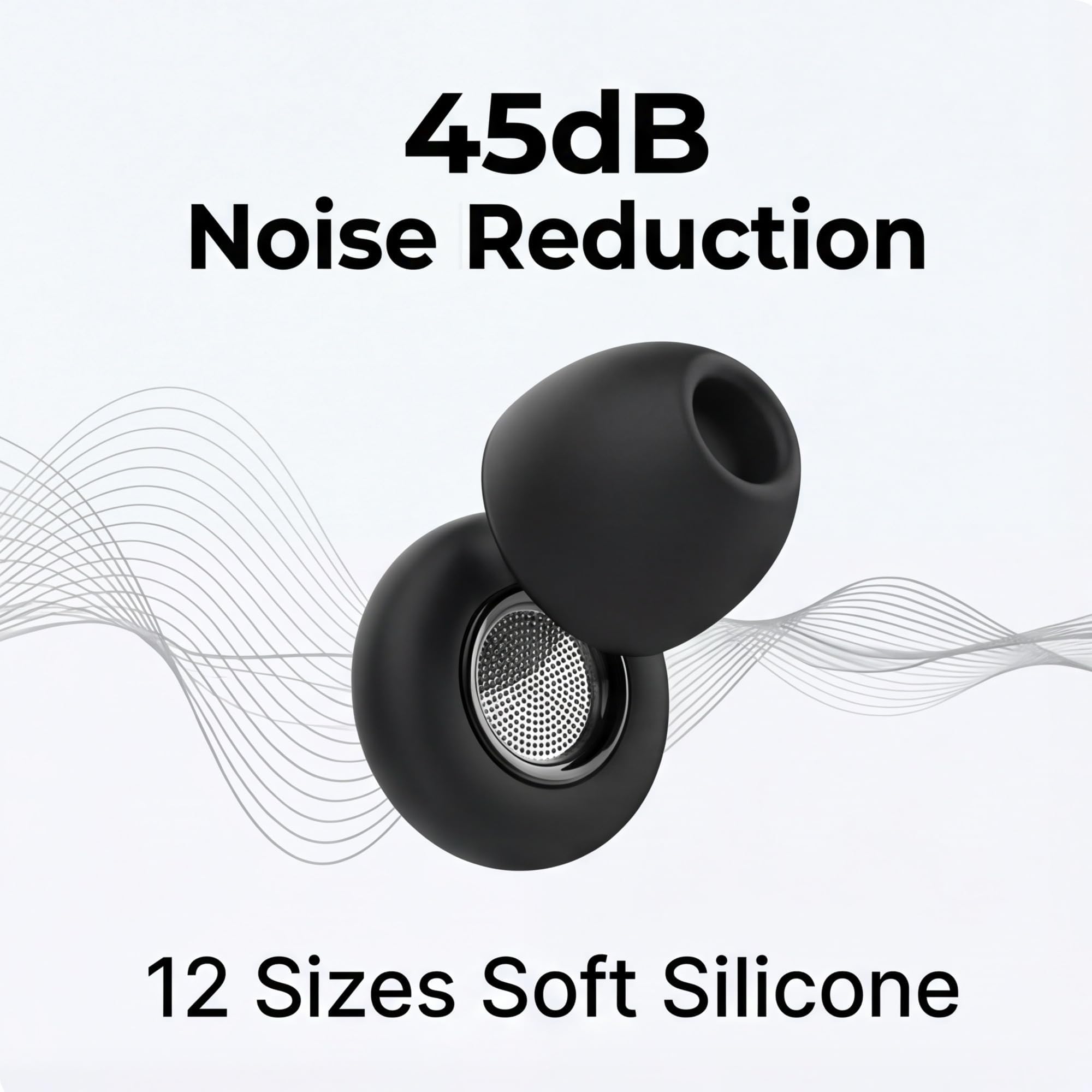 Tapones para los oídos para dormir de lado, reducción de ruido de 45 dB, cómodos tapones de silicona suave para ronquidos, viajes y ruido nocturno