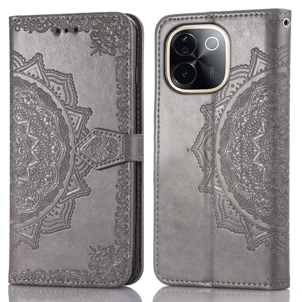 ClickCase Queen Series for IQOO Z9s Pro Leather Flower Embossing Wallet Flip case Magnetic Closure Flip Cover for IQOO Z9s Pro (Grey) (B0DHNV21RL) Amazon Price History, Amazon Price Tracker