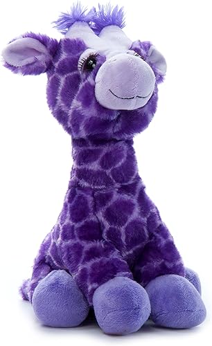 The Petting Zoo Peluche de jirafa morada, animales del zoológico de Lash'z, juguete de peluche de jirafa de 12 pulgadas