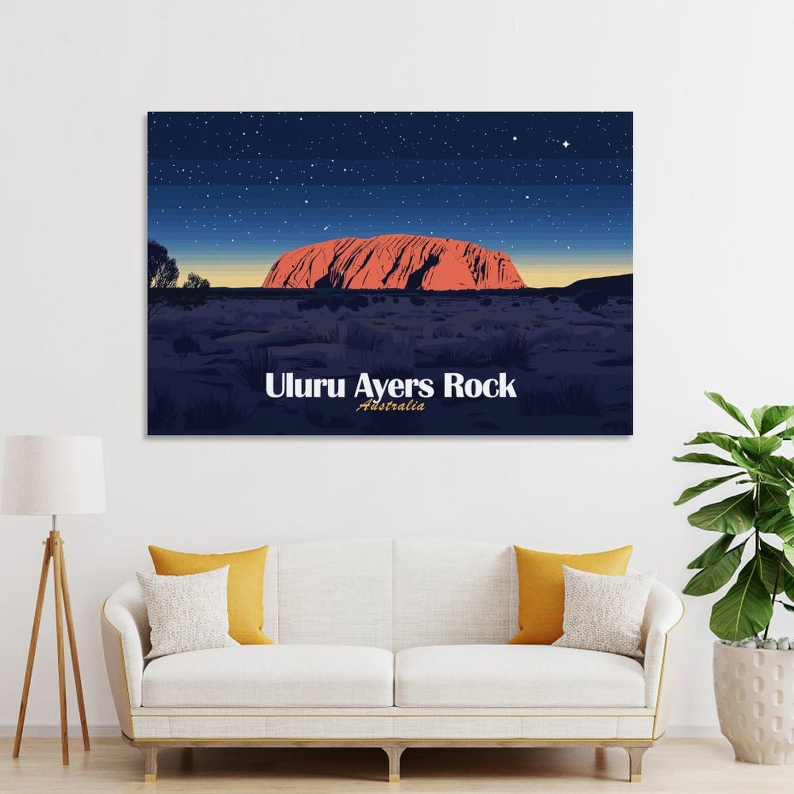 Junmoney Uluru Ayers Rock Australia Landscape Wall Picture Print 20x30inch(50x75cm), for Lounge Decor, Offices Or Entryway Styling, A Flexible Wall Accent for Shared Spaces
