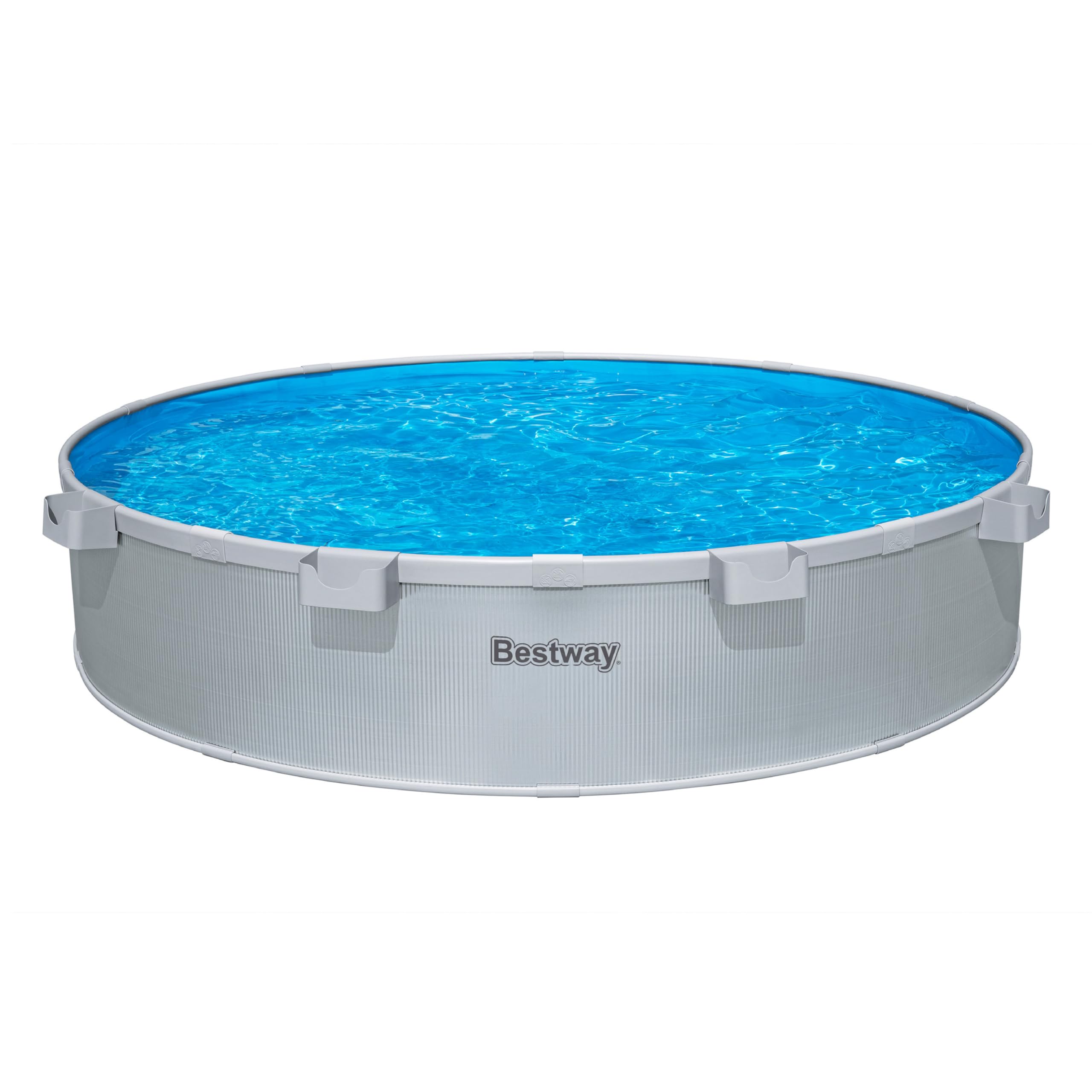 Bestway Stahlwandpool Set 305 x 61 cm, Rund, Grau – Aufstellpool mit Filterpumpe für den Garten, 3790 Liter Gartenpool im Industrial-Look