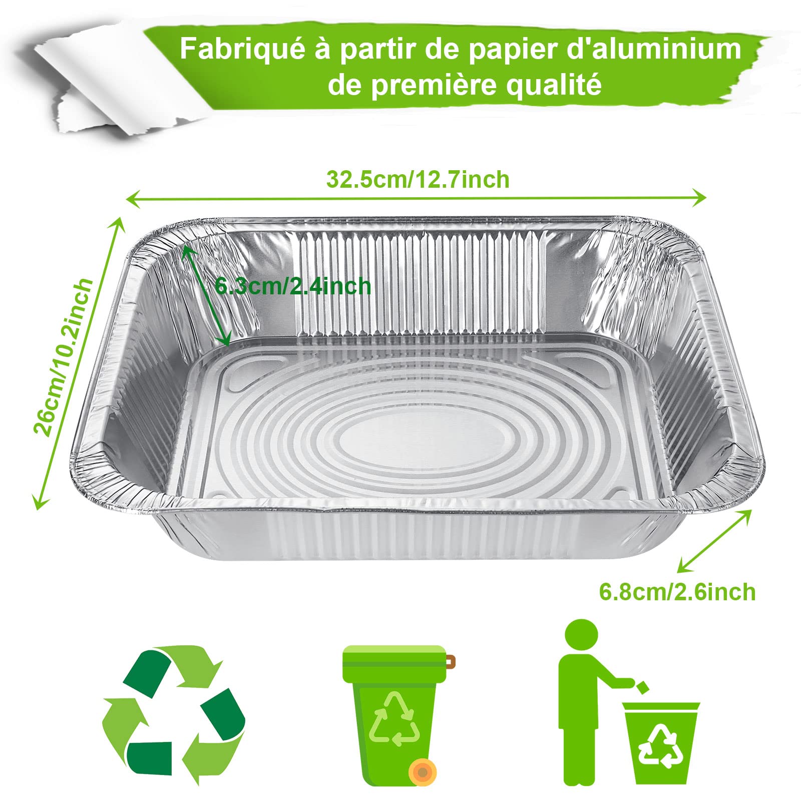 SENENQU 30 Pezzi Teglia Alluminio 3500 ml Senza Coperchio, Teglie Alluminio Usa e Getta per Barbecue Usa e Getta Forno Buffet Griglia Catering e Cucina