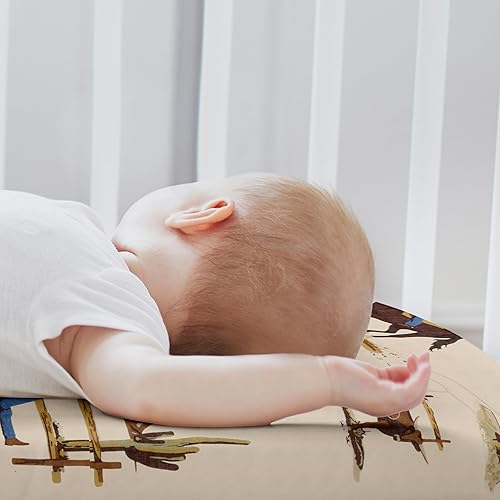 Miniatura 9 de Sweet Jojo Designs Sábana bajera para cuna portátil con estampado de vaca marrón para la colección Western Wild West  para mini cuna o paquete y