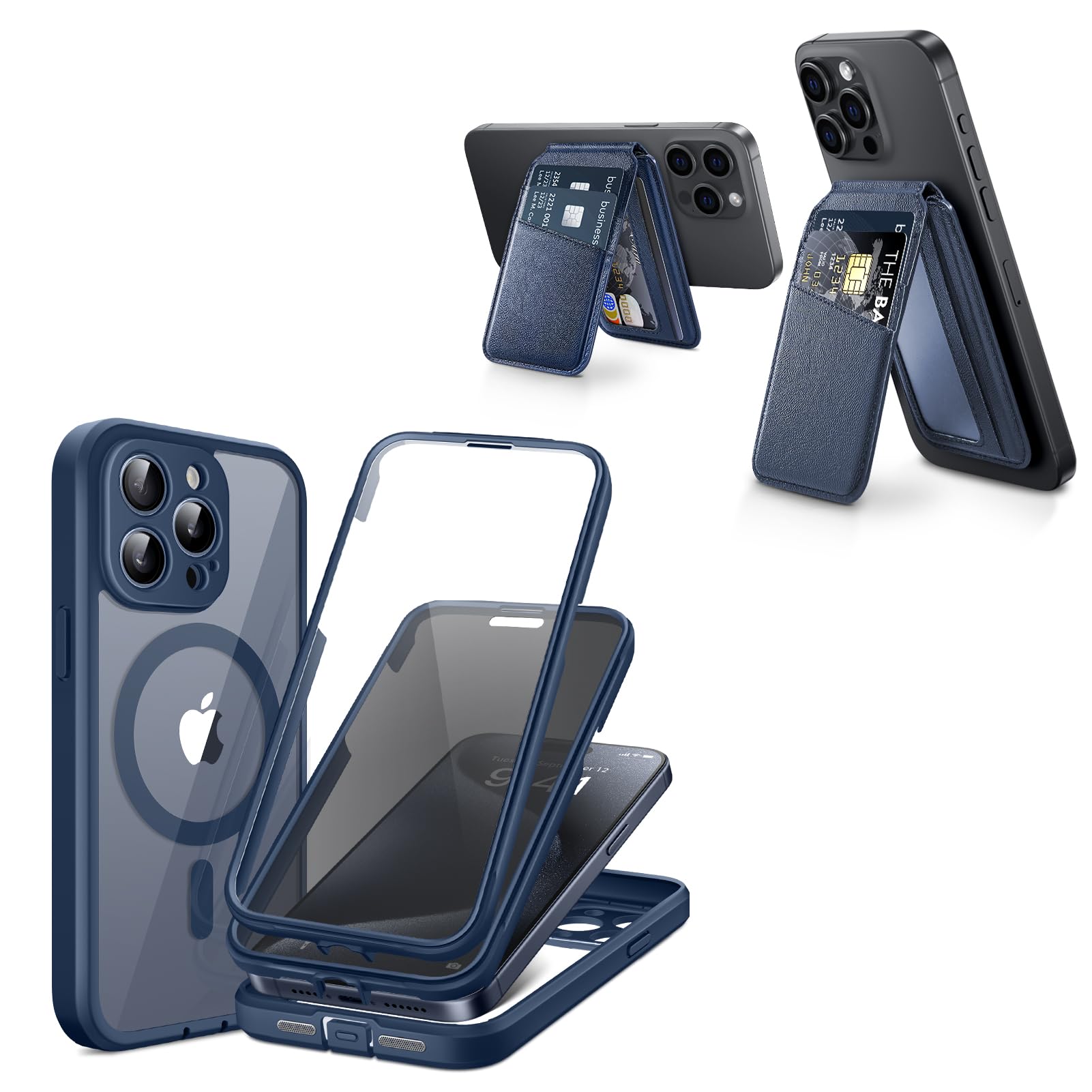 TIESZEN Magnetic for iPhone 15 Pro Max Case + Magnetic Wallet Compatible with Magsafe, Stronger Magnetic Phone Wallet & Card Holder for iPhone 15/14/13/12 Series