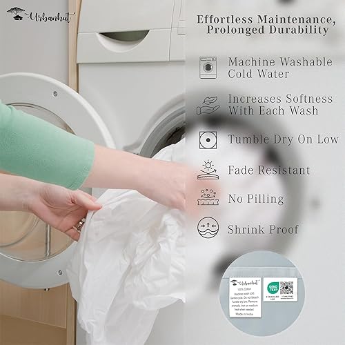 Miniatura 8 de URBANHUT Sábanas 100% de algodón egipcio, juego de sábanas de 1000 hilos tamaño Queen (4 unidades), sábanas de hotel de lujo para cama tamaño Queen,