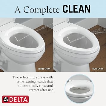 Delta 833004 Elongated Soft Close Bidet Seat with Manual Control Self-Cleaning Wand - White