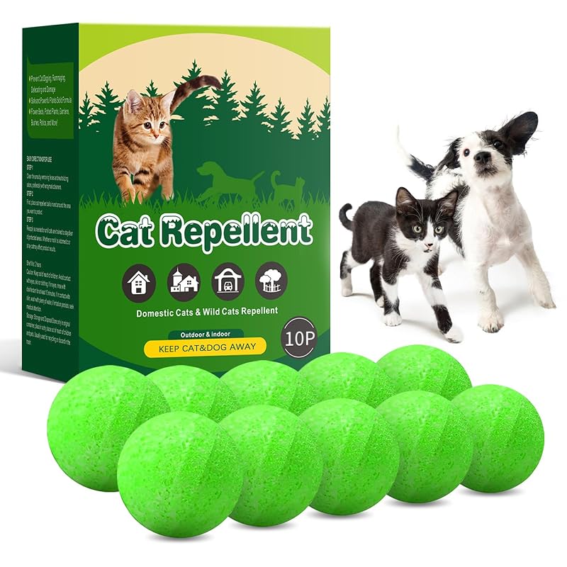 Repelente para Gatos com Óleo de Hortelã-Pimenta, Esferas para Uso Interno e Externo NOAXWZG Verde, Pacote com 10