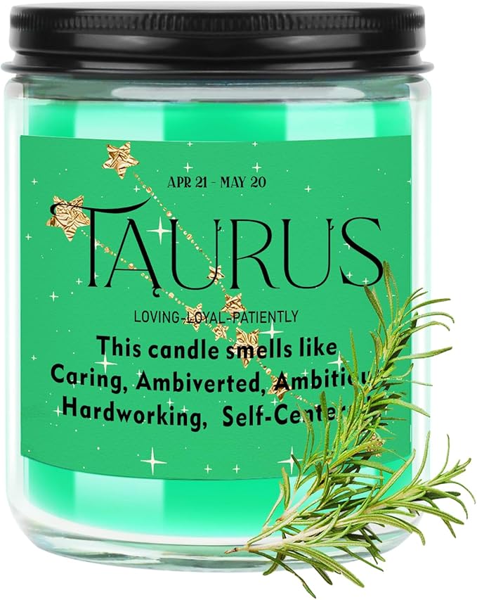 12 Constellations Scented Taurus Gift Taurus 7oz Rosemary Scented Candle Taurus Zodiac Sign Gift Inspirational Horoscope Spiritual Gift (Candle-Taurus)