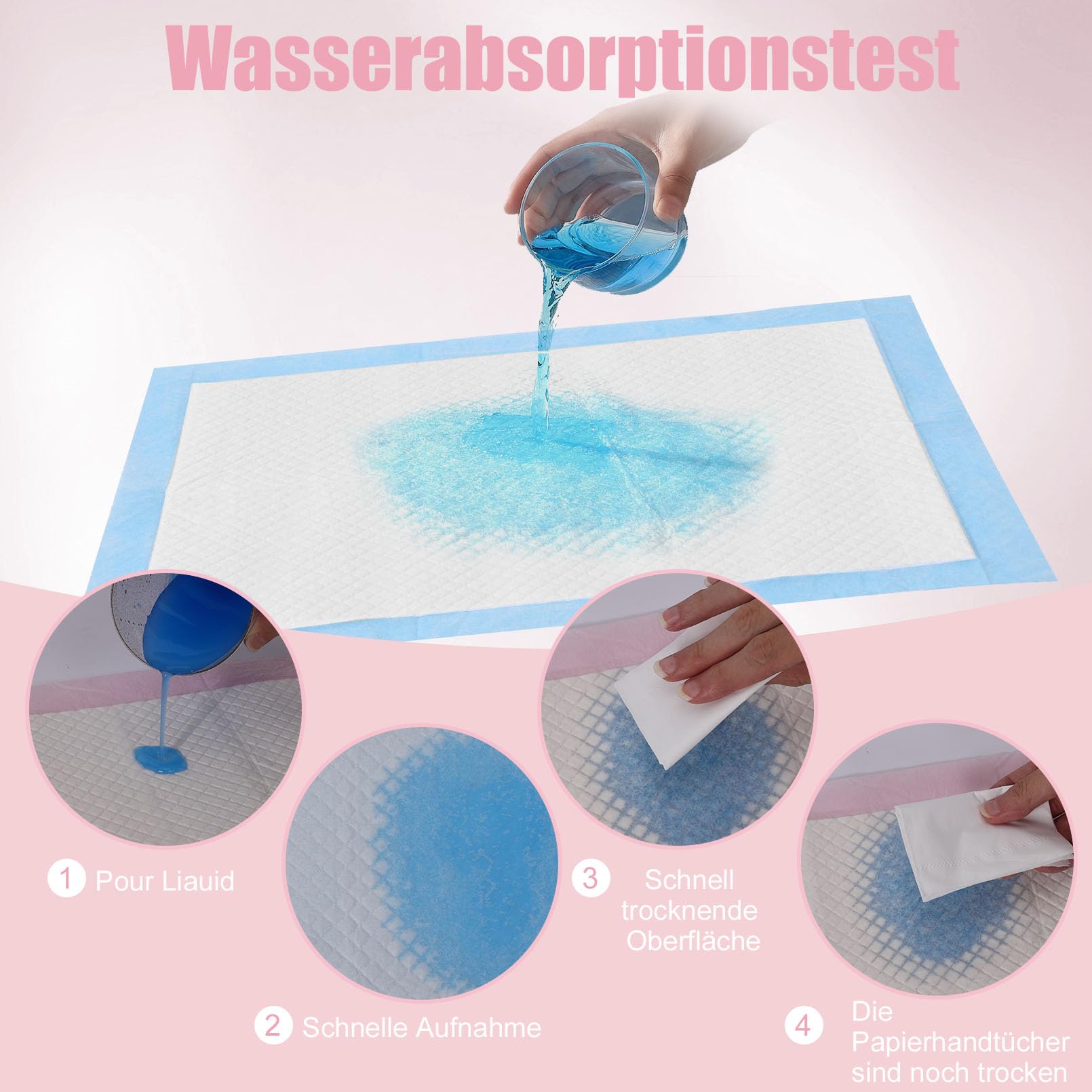 100 Stück Betteinlagen Inkontinenz Einweg, 33 x 43 cm Wickelunterlage Einweg, Weich, Saugfähig und Wasserdicht, Inkontinenzunterlage für Betten, Erwachsene, Senioren oder Kinder