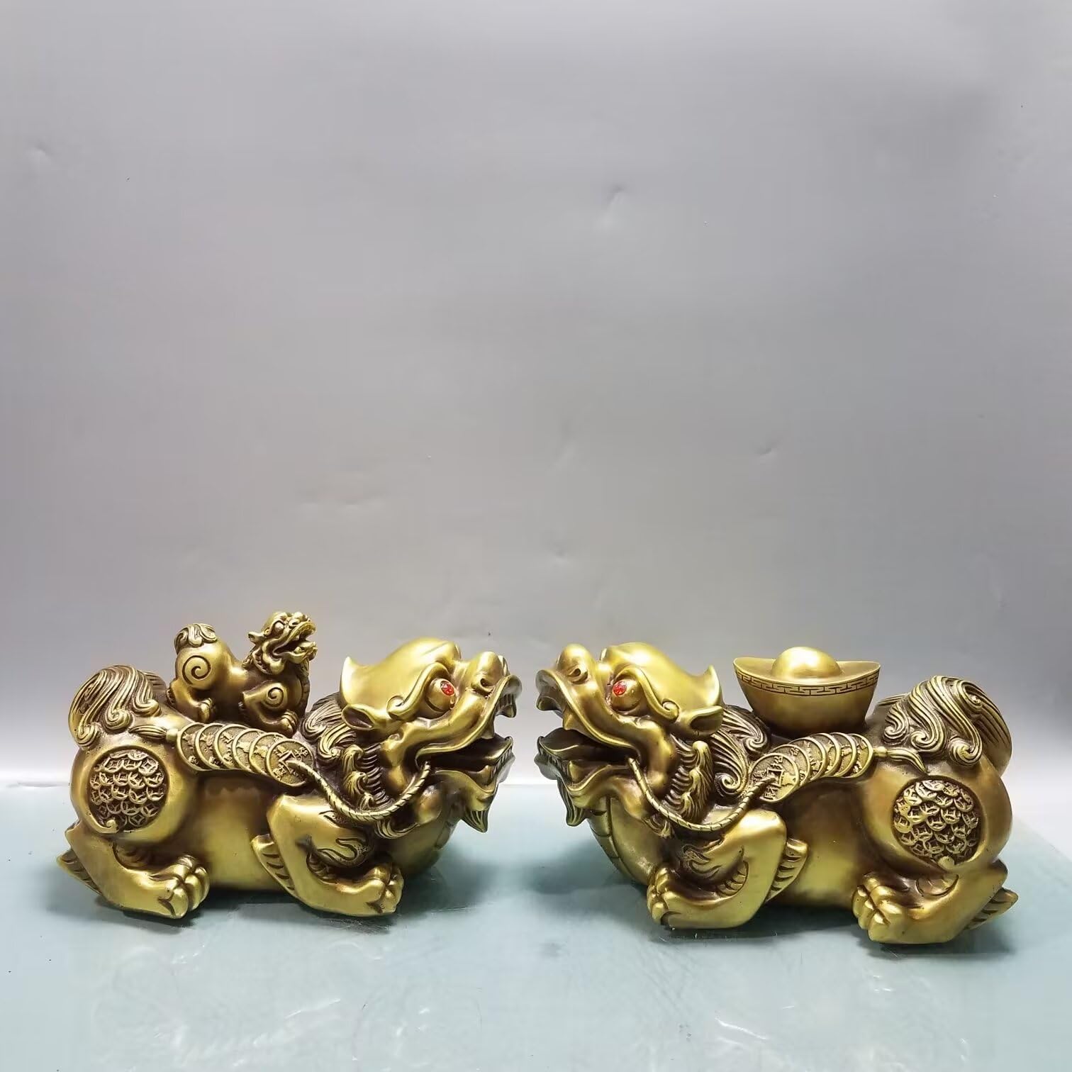 Dytartzx Pure copper pixiu a pair of statues home decoration company Zhaocai feng shui decoration