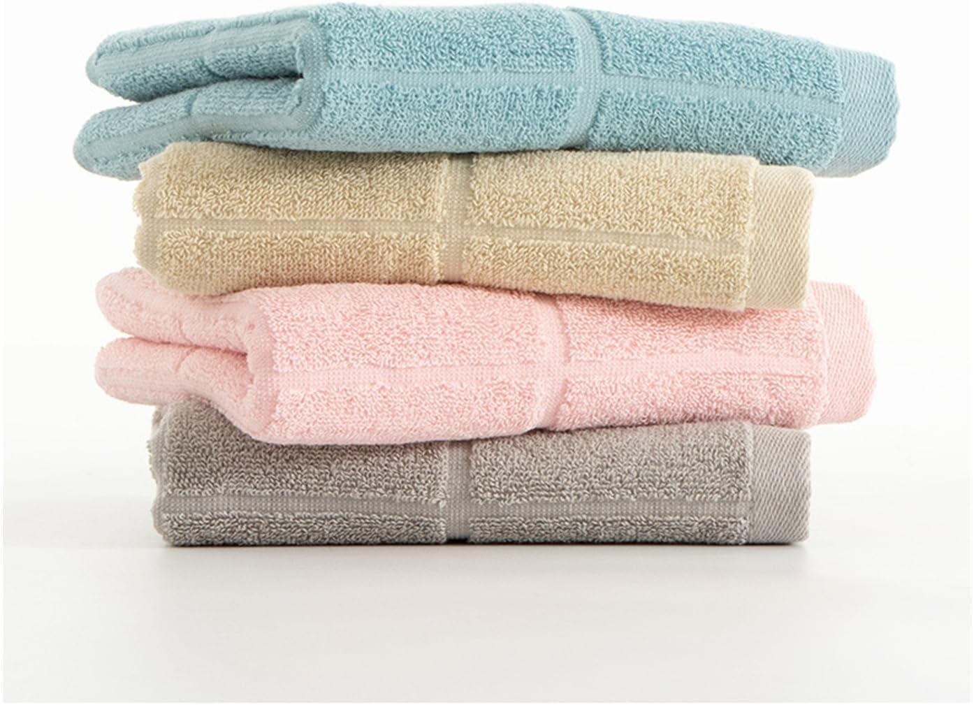 3 Pack Cotton Towels with Hem & Hang Loop, Honeycomb Weave, Thick Face Hand Towels for Home(Light Brown)