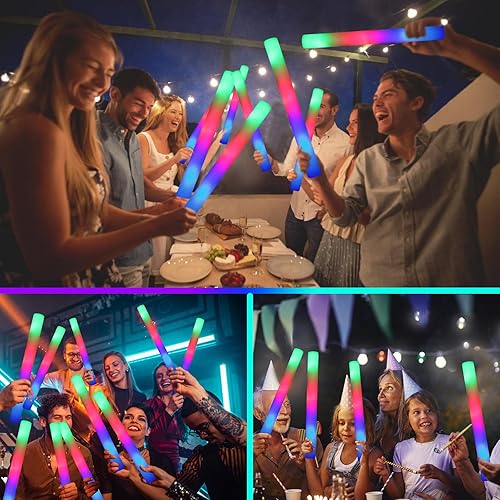 Miniatura 2 de 26 PCS Giant 16 Inch Foam Glow Sticks, Bulk Glow Sticks with 3 Modes Colorful Flashing, LED Light Stick Gift, Glow in Dark Party Supplies for