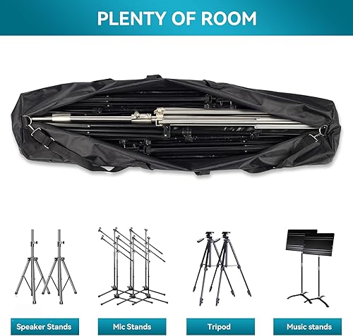 Miniatura 4 de Bolsa de transporte para trípode, funda de transporte de 48 pulgadas de largo para soportes de altavoces, soporte de luziluminación, postes de