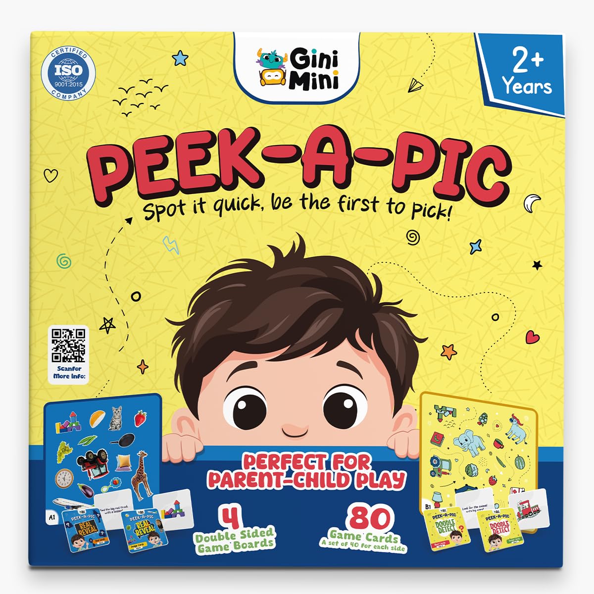 GiniMini Peek-A-Pic 80 Cards Matching Game for Kids 2+ | Educational Toy for Memory, Focus & Vocabulary Building | Preschool Learning Gift-image-48