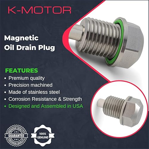 Miniatura 5 de Perno magnético de drenaje de aceite compatible con HONDA - Compatible con transmisión de motor ACURA - Hecho de acero inoxidable - K-MOTOR