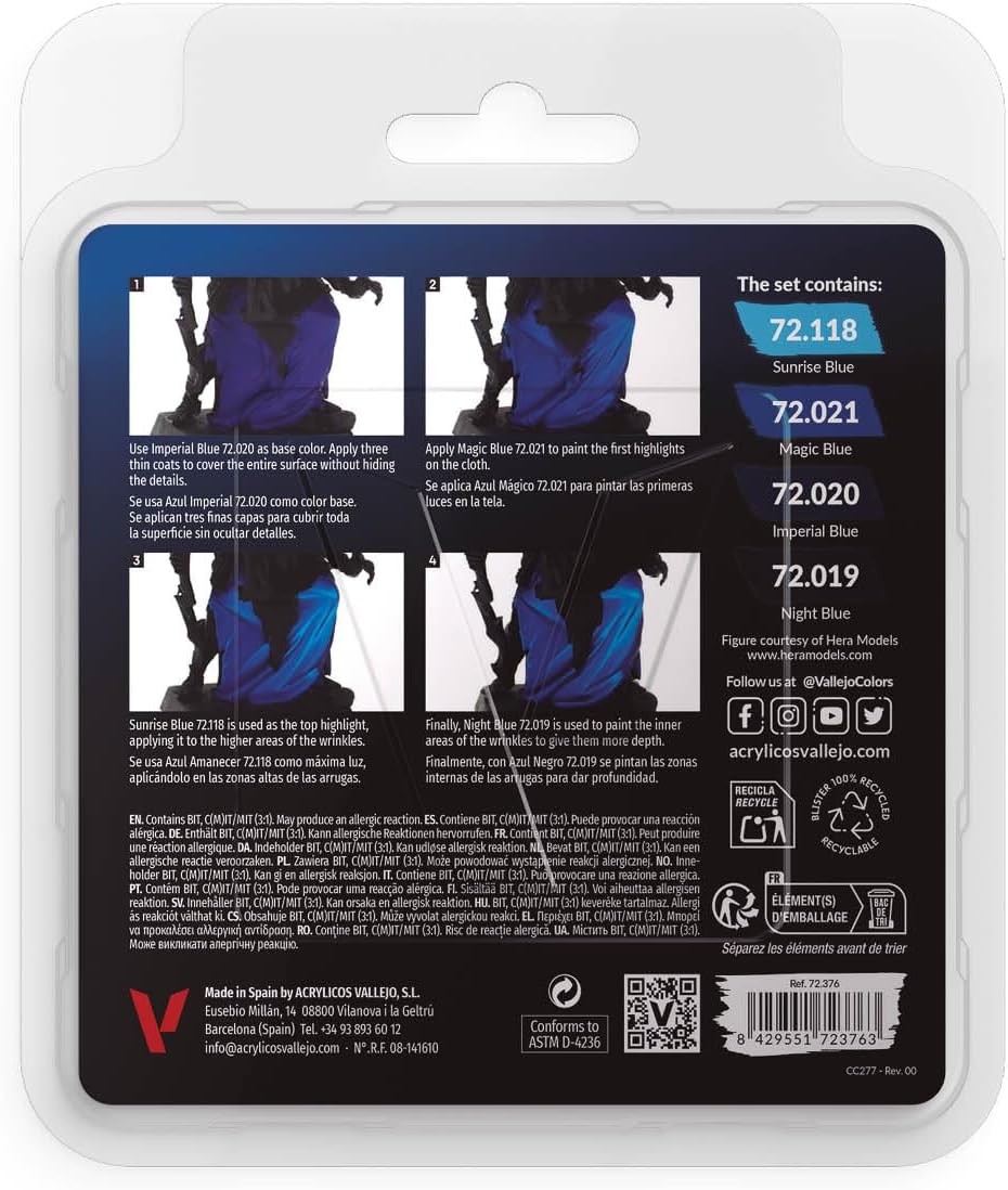 Vallejo - Blue Color Set | Game Color | Contains 4 Bottles x 18 ml (0.60 fl.oz.)