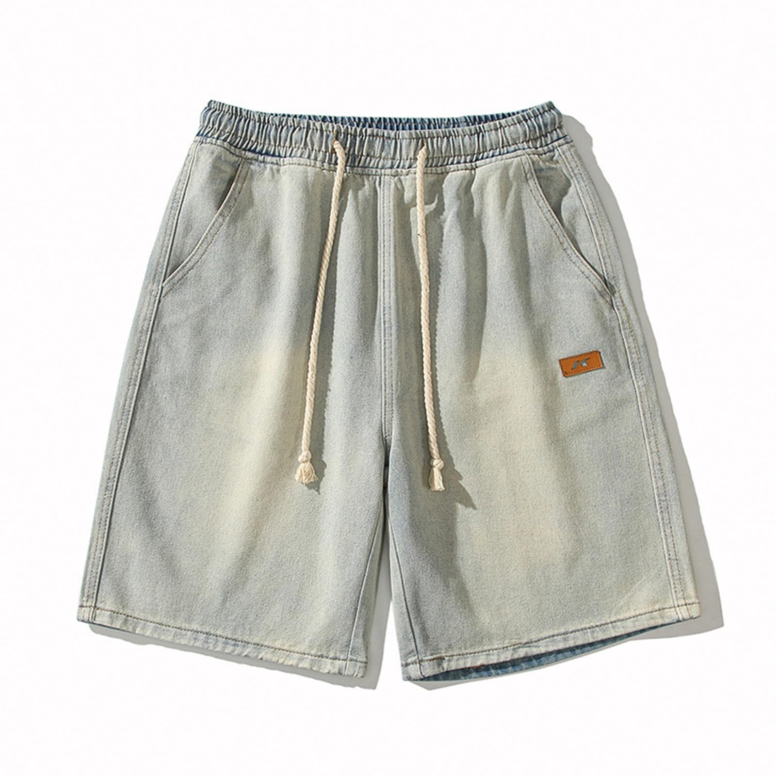 Jeans Shorts Herren Baggy Beach Shorts High Waist Kurze Hose Bequem Freizeithose Mit Taschen Low Waist Boyfriend Jeanshose Breites Bein Locker Schlupfjeans