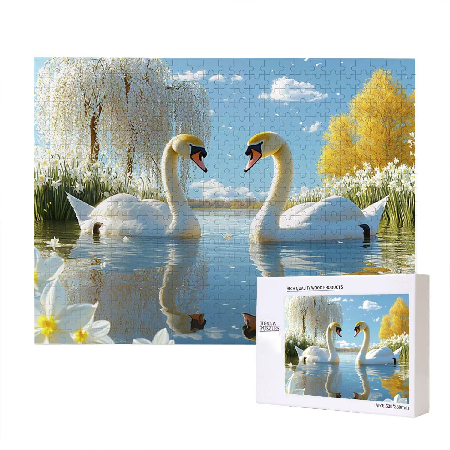 Jigsaw Puzzle, 1000 Pezzi Puzzle Classici, Lago Puzzle Rilassamento Intelligence, Mpossibile Difficile Puzzle Impegnativo per Adulti Puzzle Gioco Familiare, Regalo per Amore Amico Cigno fr0-1045