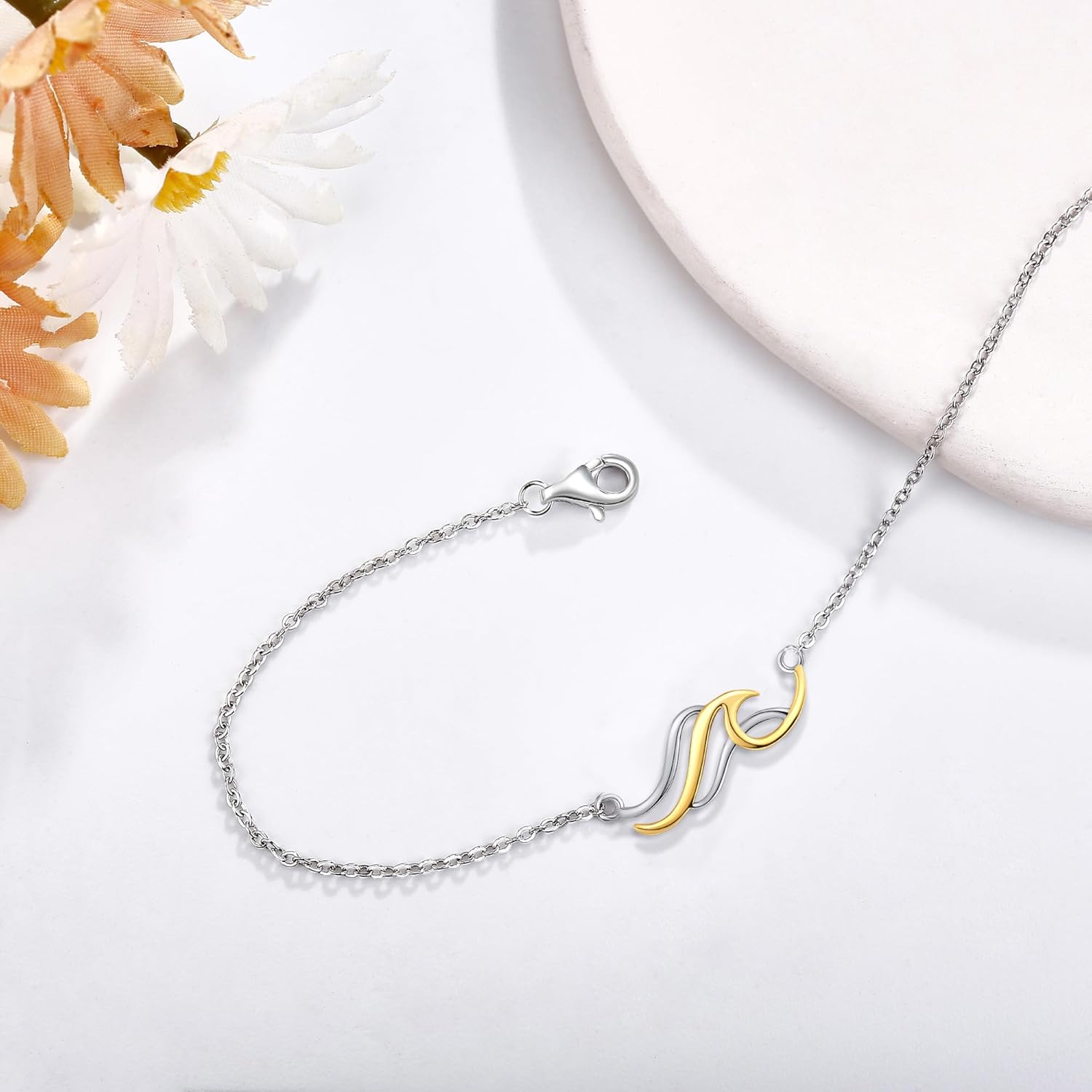 Wave Bracelet 925 Sterling Silver Ocean Wave Bracelet Sea Beach Jewelry Gifts for Women Mom Grandma - Image 6