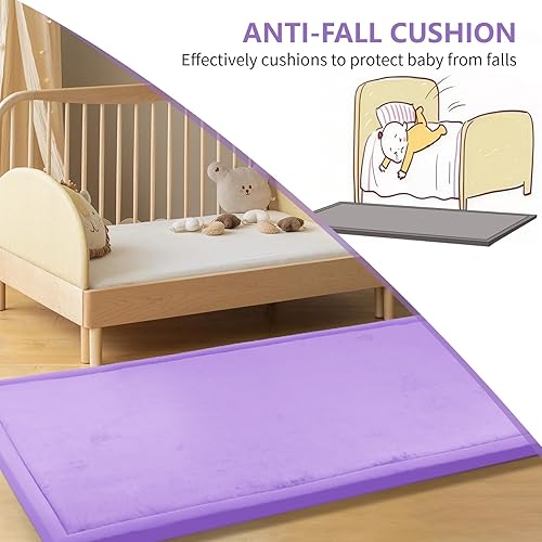 Miniatura 55 de Tapete de juego para bebé, tapete de espuma viscoelástica de 1.3 pulgadas de grosor, terciopelo coral suave, antideslizante, extragrande, tapete