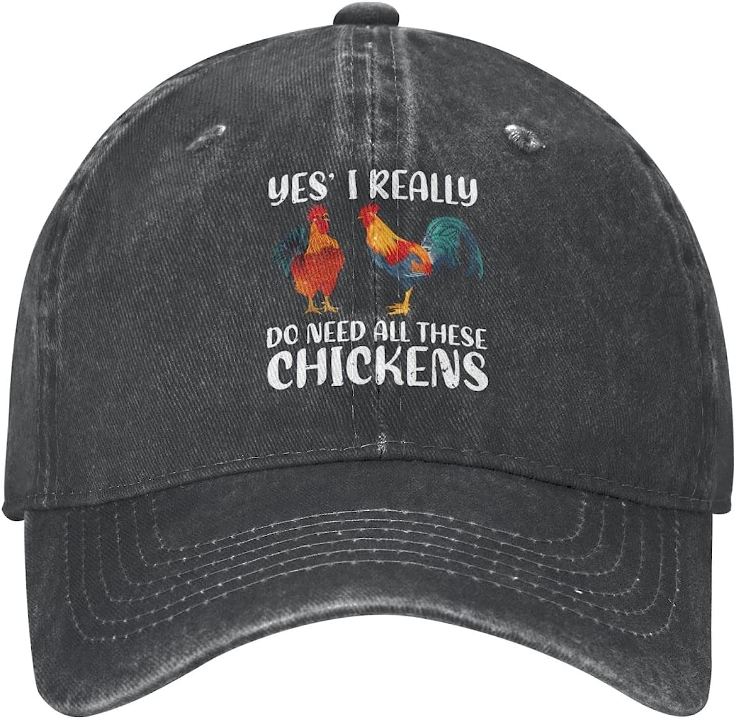 Loujin Unisex Black Baseball Cap Chickens Lover Hat Yes I Reallys Do Needs All These Chickens Hat Men Dad Hat Adjustable Cap