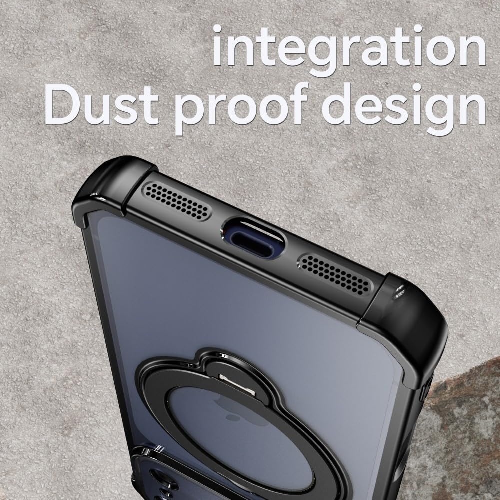 Generic Funda compatible con iPhone 16 (color: plateado) a prueba de golpes, soporte de anillo de metal, cubierta dura de silicona