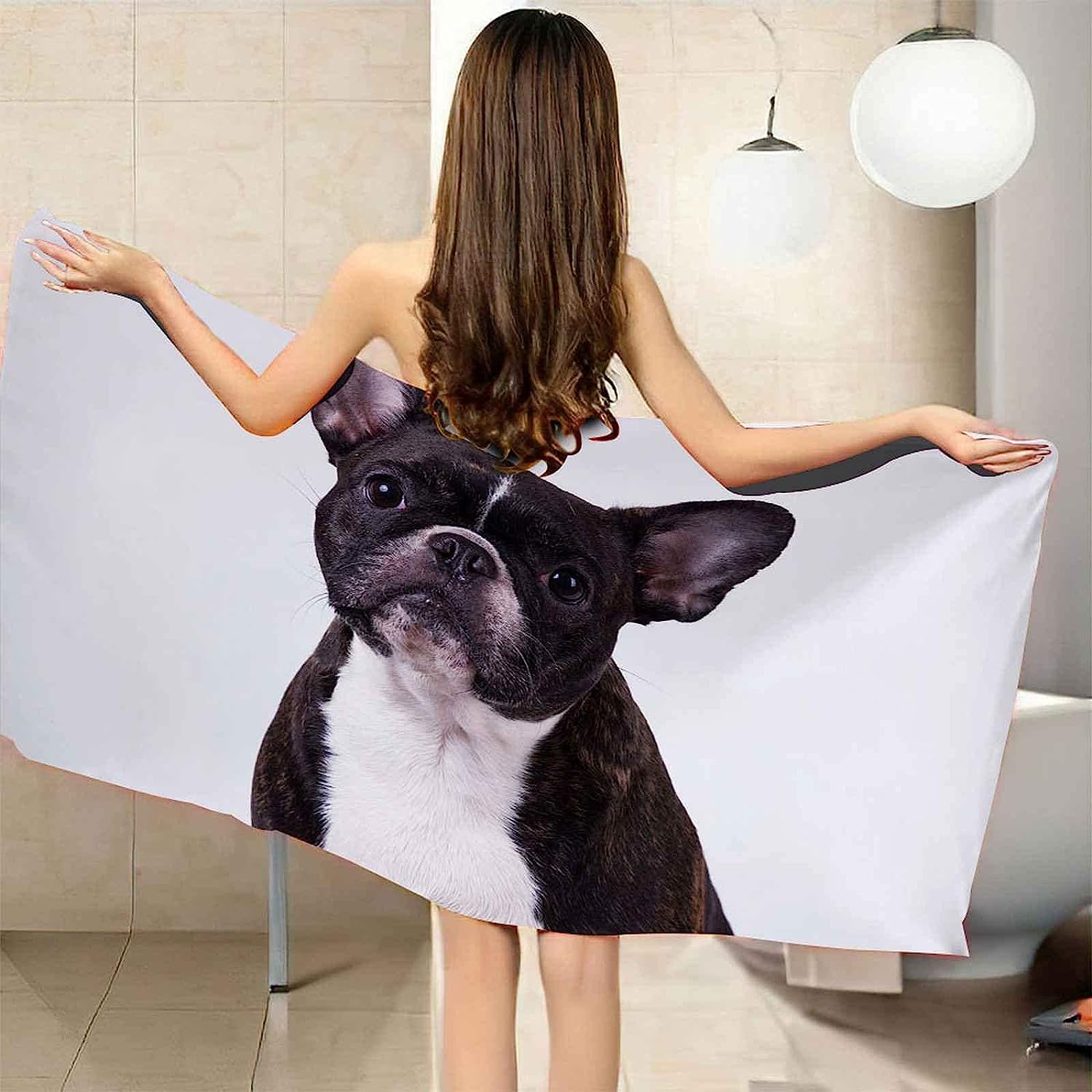 Grande Serviette De Plage, XXL 150 X 200 Cm Serviette De Plage Microfibre, Serviette De Bain Chien Animal Noir, Serviette De Plage Enfant, Tapis De Plage Anti Sable, pour Salle De Bains -7B7M