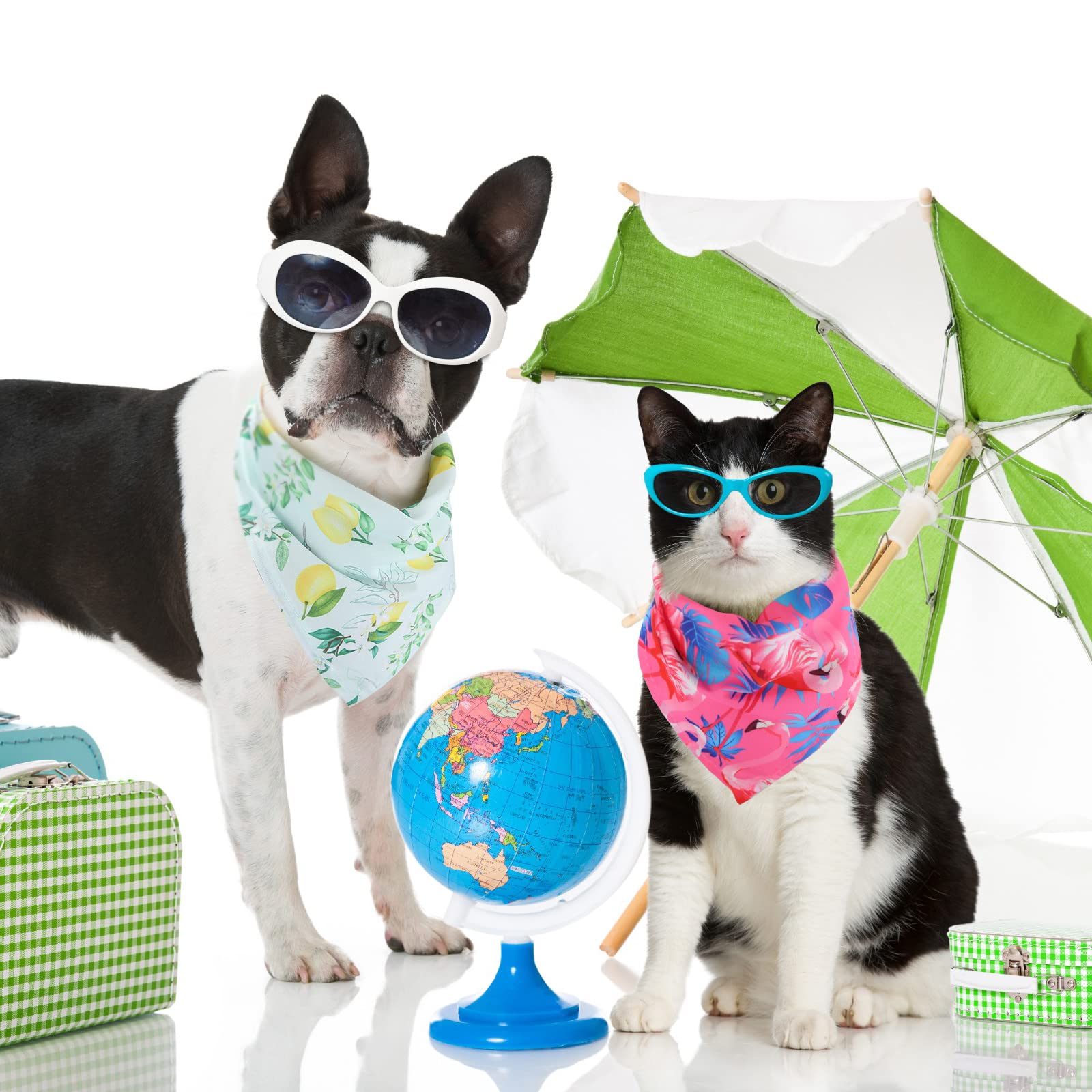 Chunful 50 bandane per cani per l'estate all'ingrosso bandane hawaiane bavaglino triangolo sciarpa per cani con motivo foglie di frutta fenicottero per l'estate accessori per animali domestici