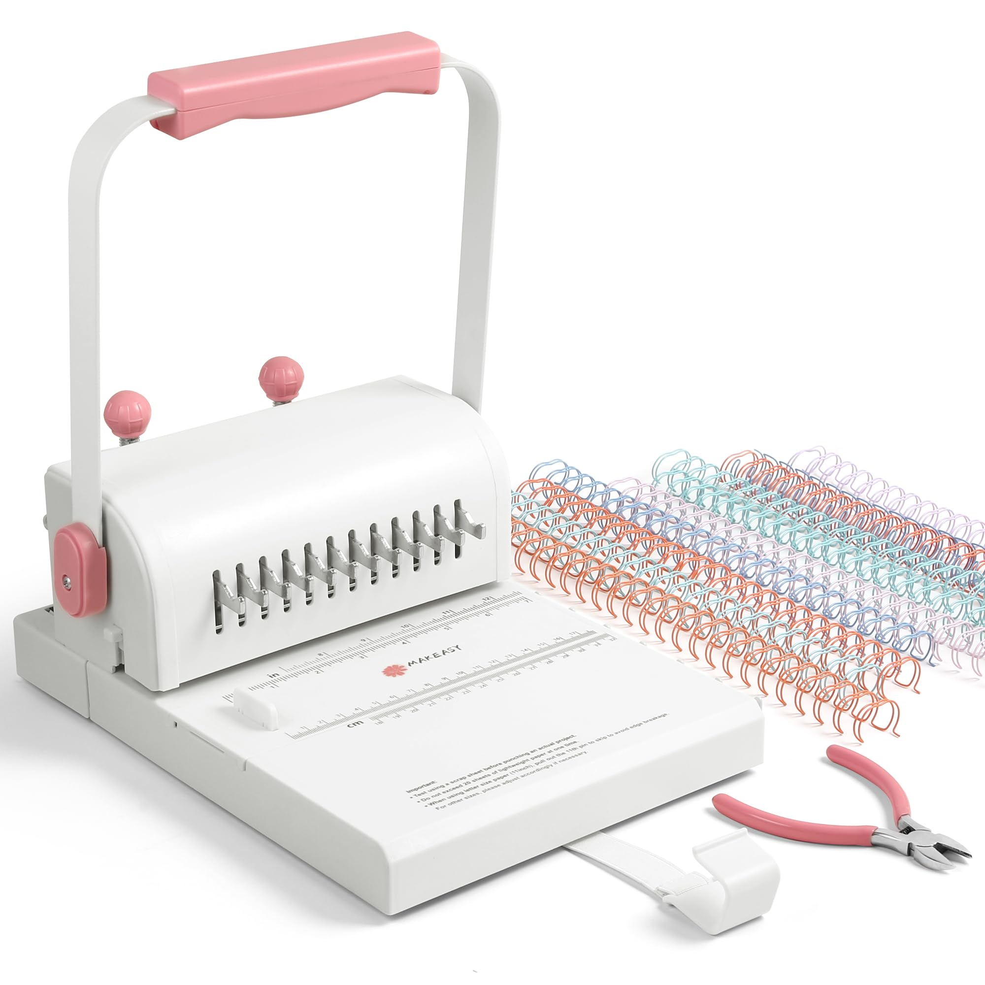 MAKEASY Binding Machine Hole Pitch 2:1 - Portable Book Binding Kit with 10PCS 5/8'' Binding Wires & Plier, for DIY Notebooks, Albums, Journals, and Calendars – Circle Holes