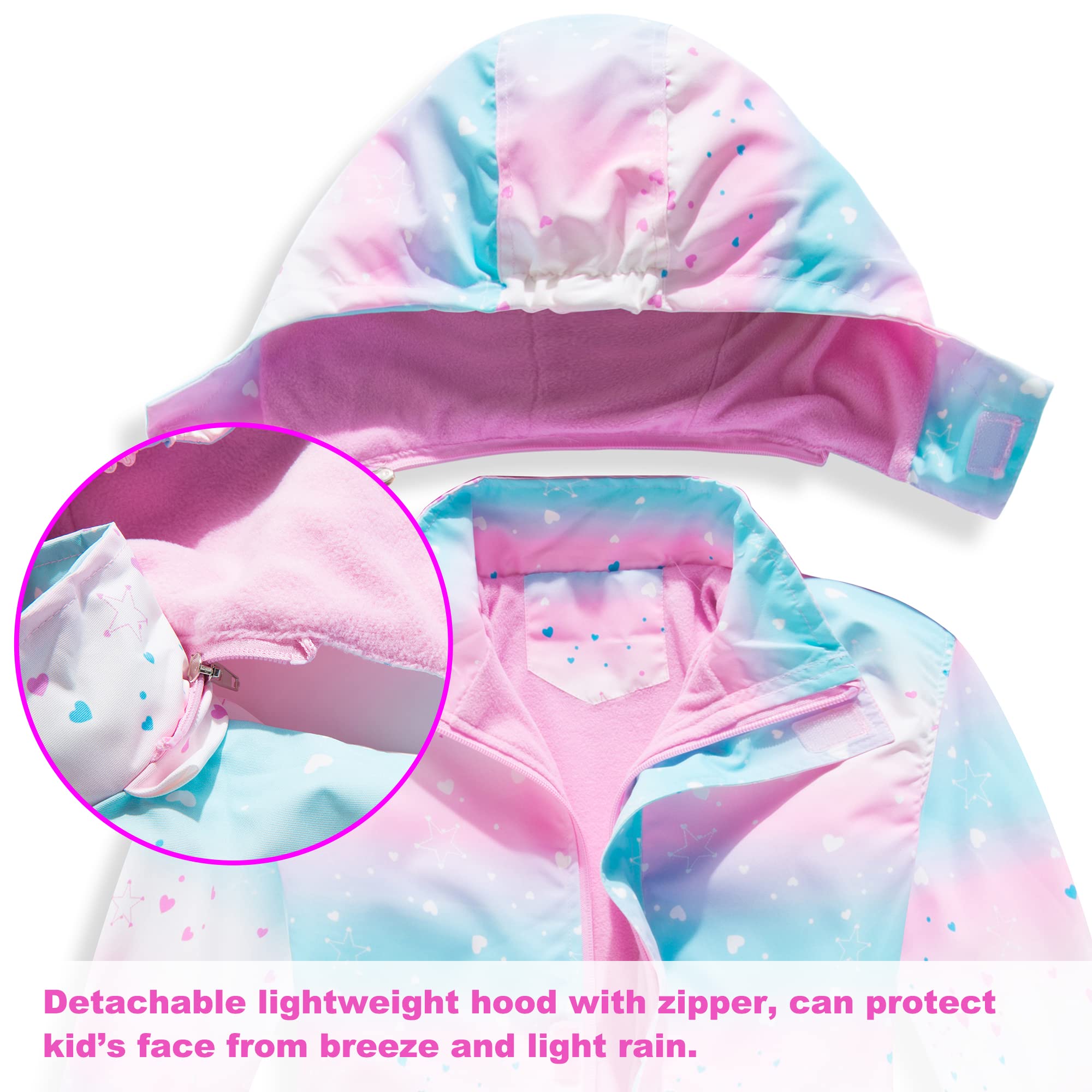 Fewlby Blouson Imperméable Filles - Manteaux Imperméables à Capuche Veste de Pluie pour Enfants Coupe Vent Veste de Pluie Légère Printemps Automne 9-10 Ans