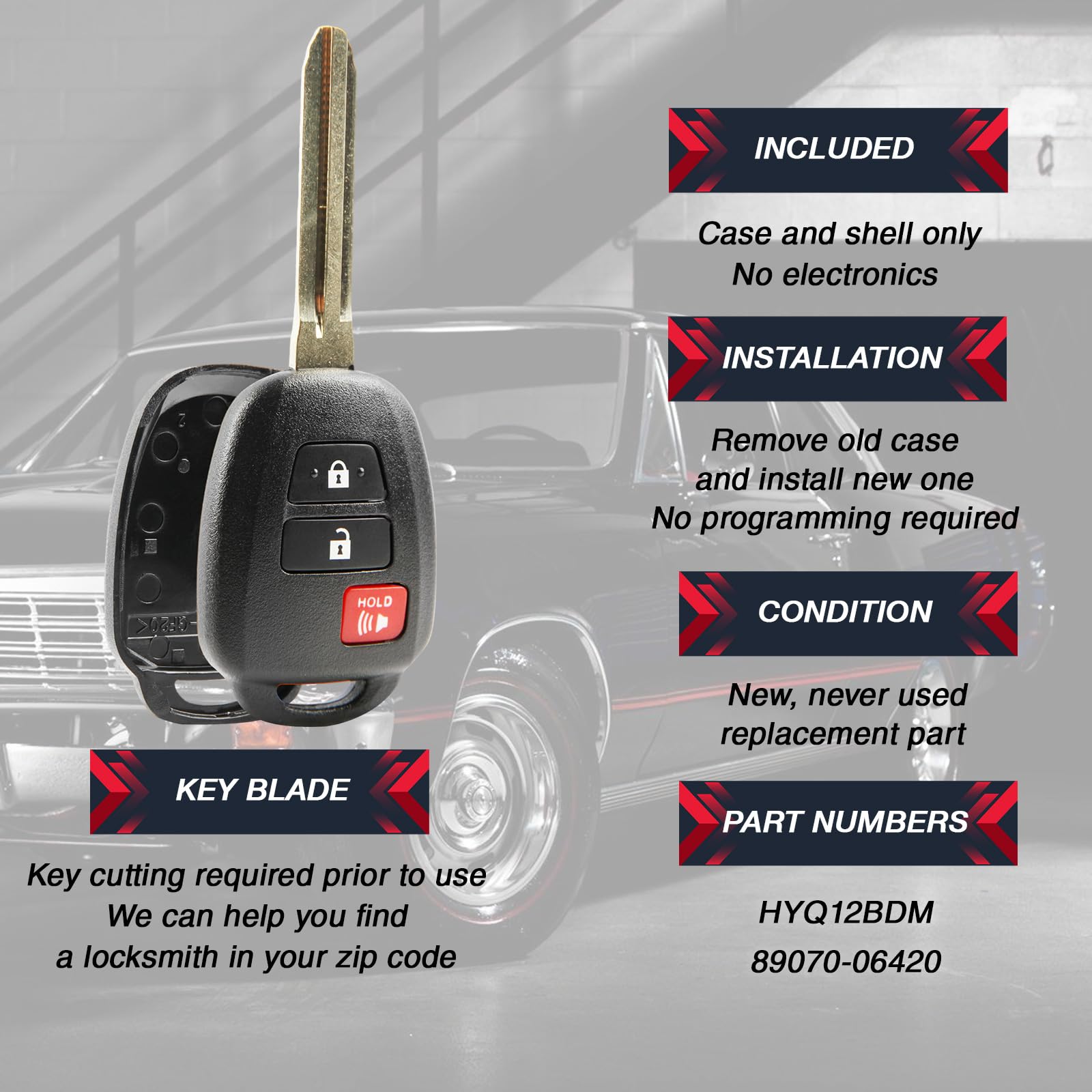 Amazon.com: Key Fob Shell fits 2013-2016 Toyota Prius C Rav4
