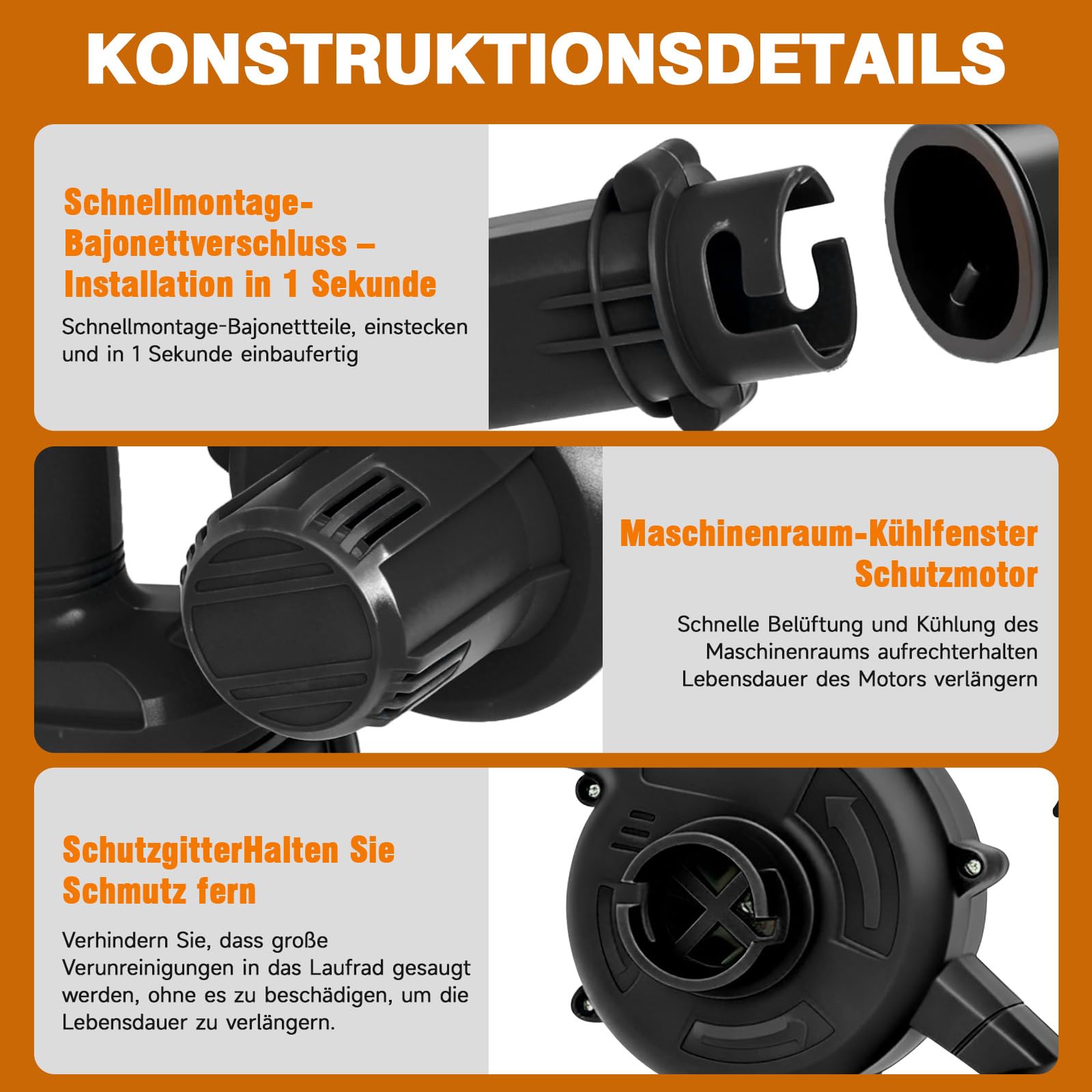 Laubbläser Akku 2 in 1, 21V Laubsauger Kabellos mit 4.0Ah Akku, 19000 U/min Starker Motor, 257km/h Blasgeschwindigkeit, 2,94kPa Saugdruck, Blasen & Saugen, inkl. Staubfangbeutel & Verlängerungsrohr