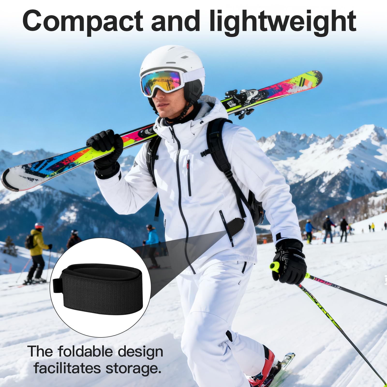6 Pezzi Cinghie da Sci Regolabile, Cinghie da Sci, Versatile Fasce di Fissaggio per ski, Regolabili Fascette da ski in Eva Fascette da Scis, Accessori per Il Trasporto di Scis e Bastoncini