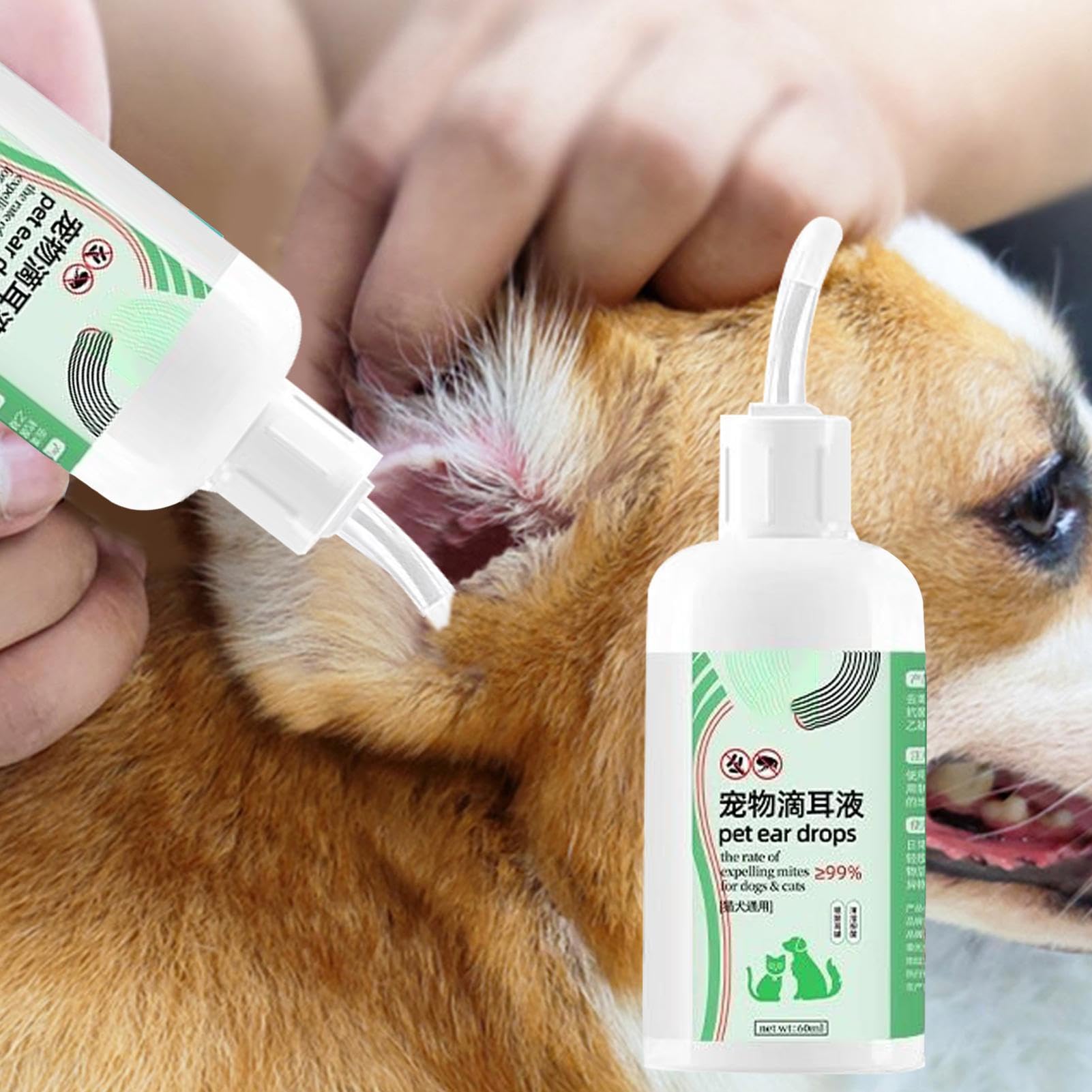 Gotas Óticas para Gatos,Solución Limpiadora para Oídos | Líquido Relajante De 60ml Control Olores Reduce Suciedad Cera Lavado Cachorros Garrapatas