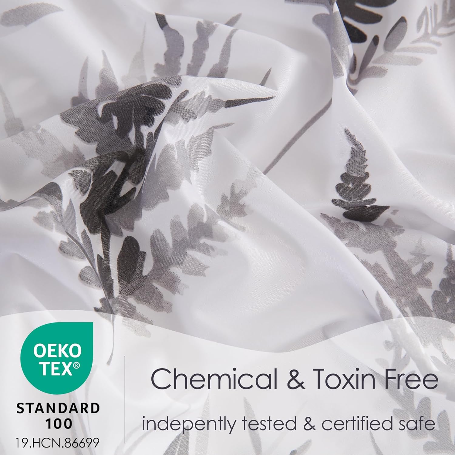 JSD Boho Floral Sheet Set Twin Size, 3 Piece Grey Herbs Ferns Printed Microfiber Bed Sheets Deep Pocket - Image 3