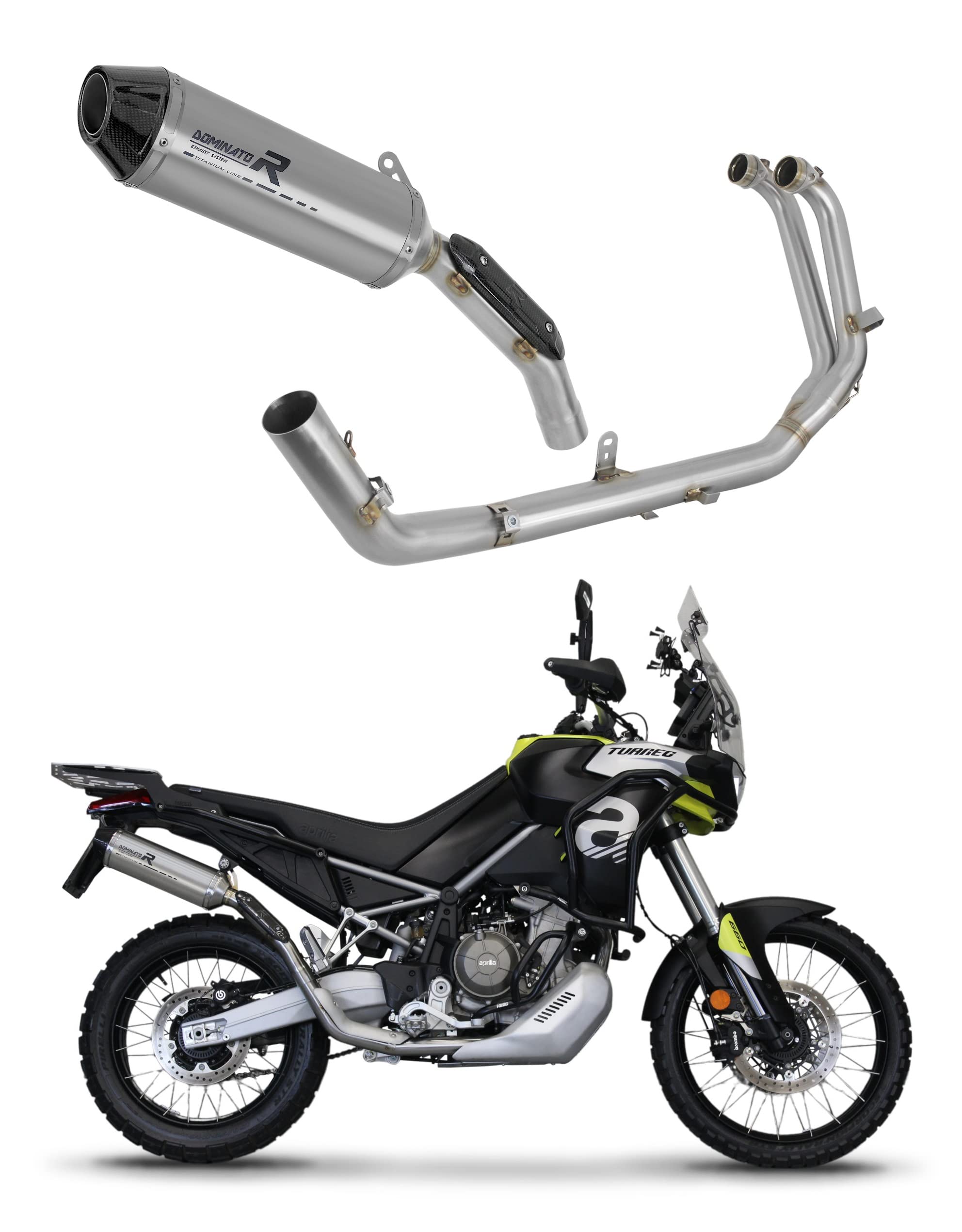 DOMINATOR Full Exhaust System Collector Silencer Titanium HP3 compatible with Tuareg 660 2021-2022